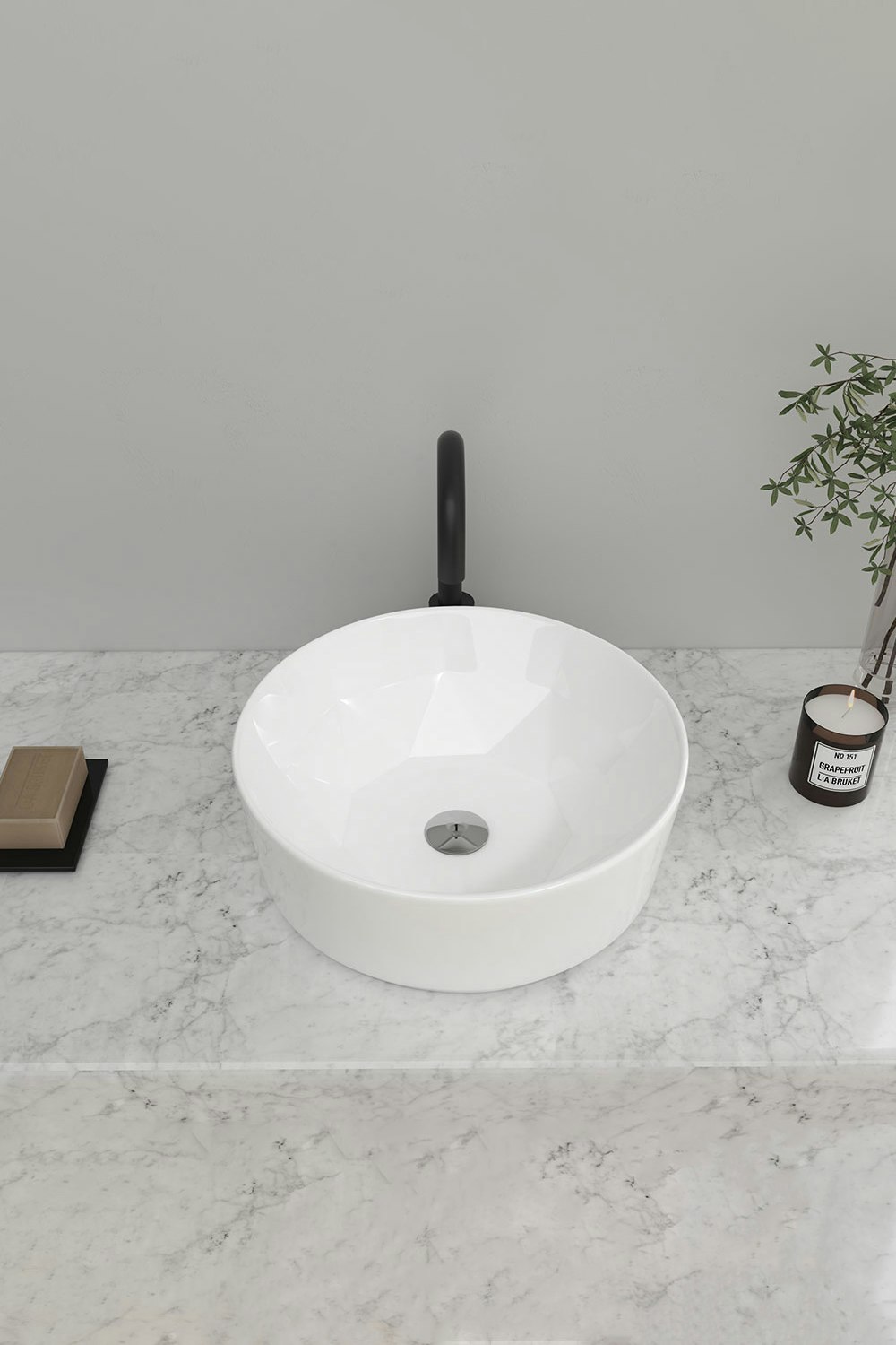 Rackhams White Round Bathroom Countertop Vanity Vessel Basin
