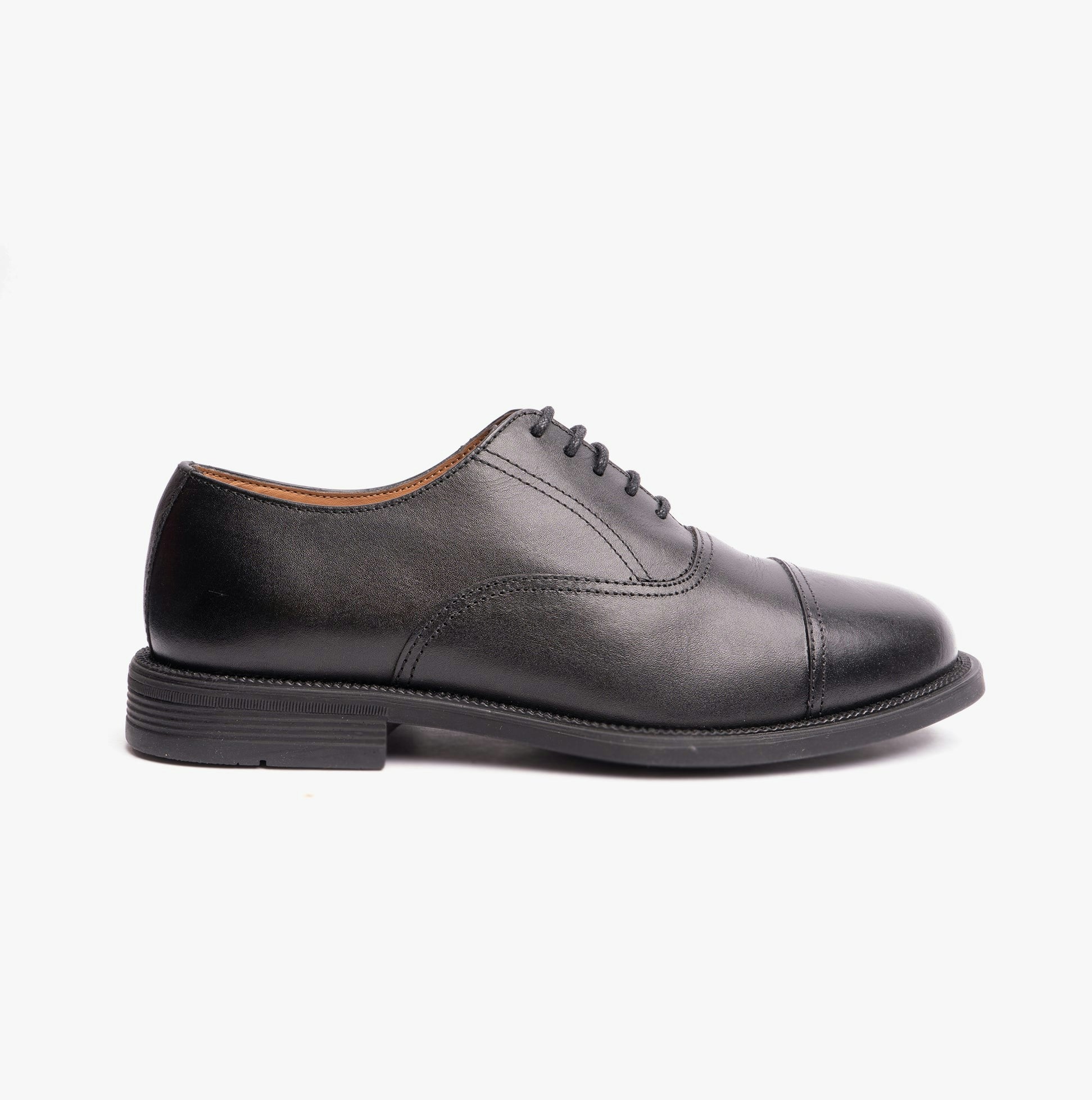 Grafters Unisex Black Morgan Xm620a Leather Oxford Shoes - Uk 7