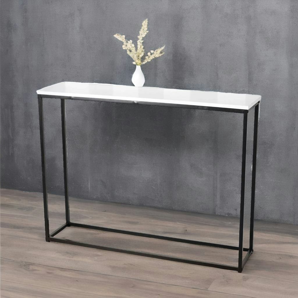 Rafaelo Mobilia White Freestanding Slim Hallway Console Table