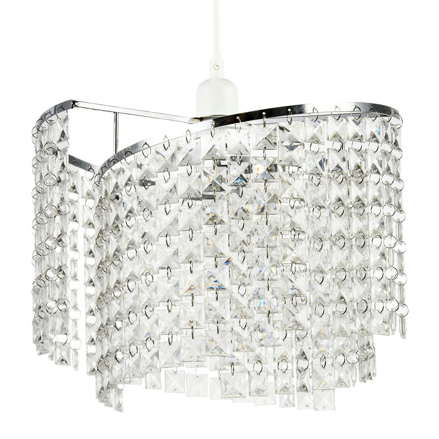 Rackhams Light Modern Chrome Chandelier Pendant Shade With Cascading Acrylic Panels