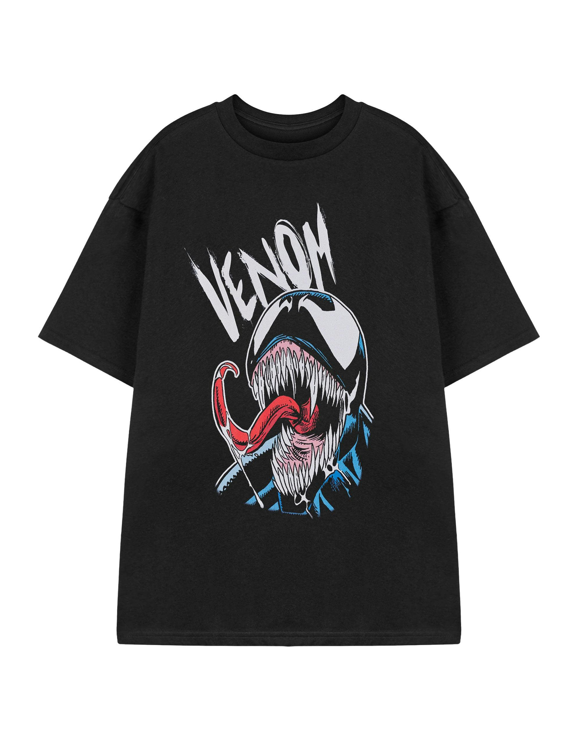 Vanilla Underground Men's Black Marvel Venom Tongue Short Sleeved T-Shirt - XX-Large