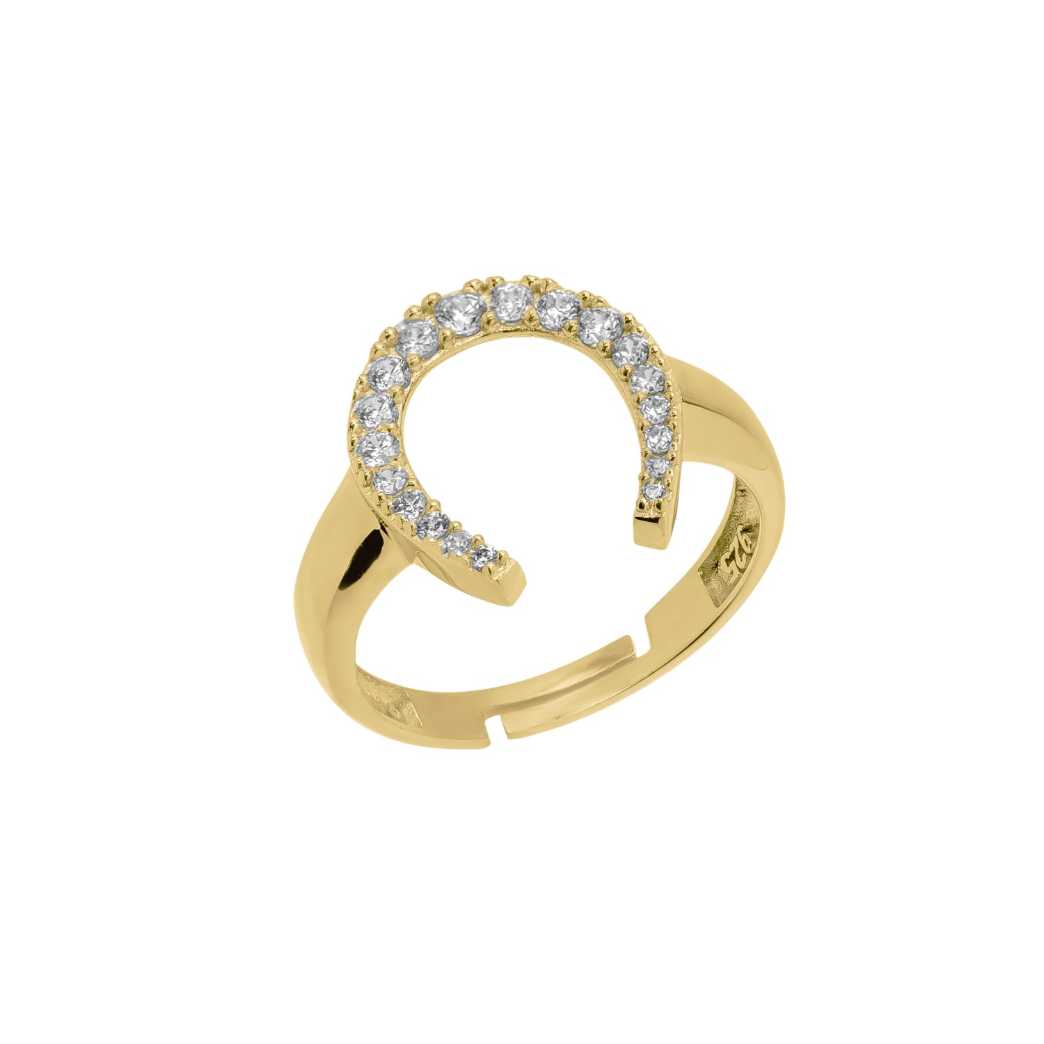 Spero London Silver/Gold Sterling Horseshoe Equestrian Ring