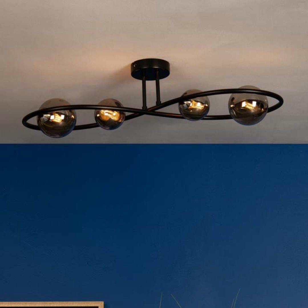 Pagazzi Lighting Light/Black Pagazzi Ing Lena 4 Semi Flush Ceiling