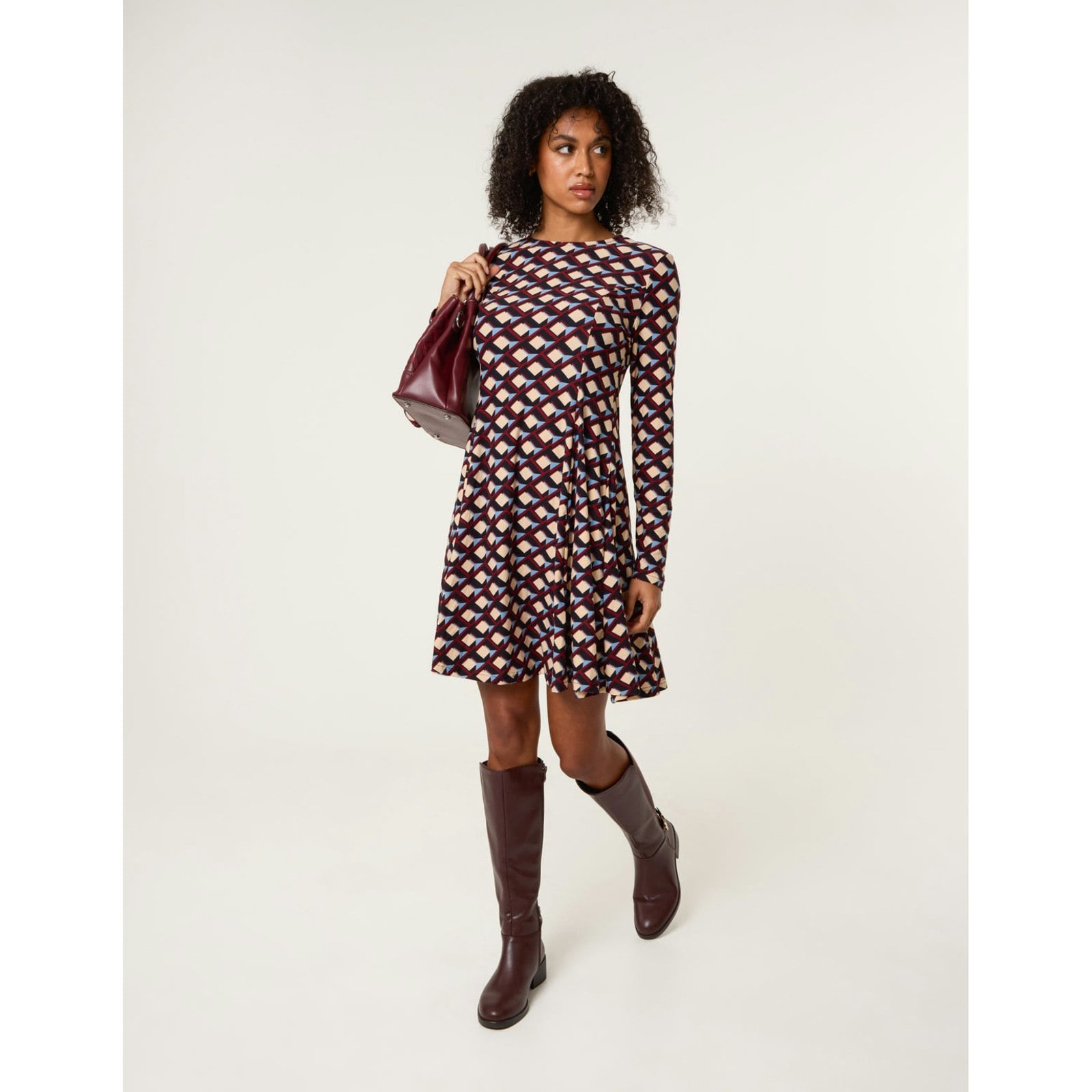 Blue Vanilla Crew Neck Mini Dress - S-M - Multicoloured