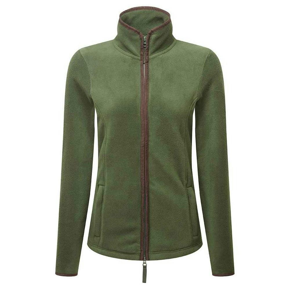 Premier (Xl, Moss Green/Brown) Womens/Ladies Artisan Contrast Trim Fleece Jacket - Image 3