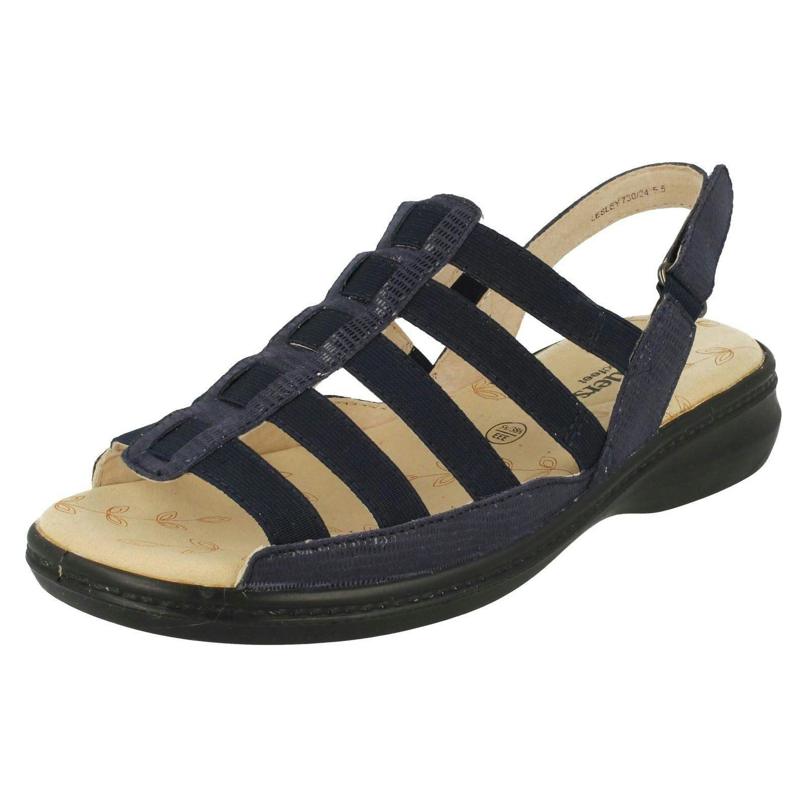 Padders Women's Wide Fit Strappy Sandals Lesley - Navy - Uk 4.5