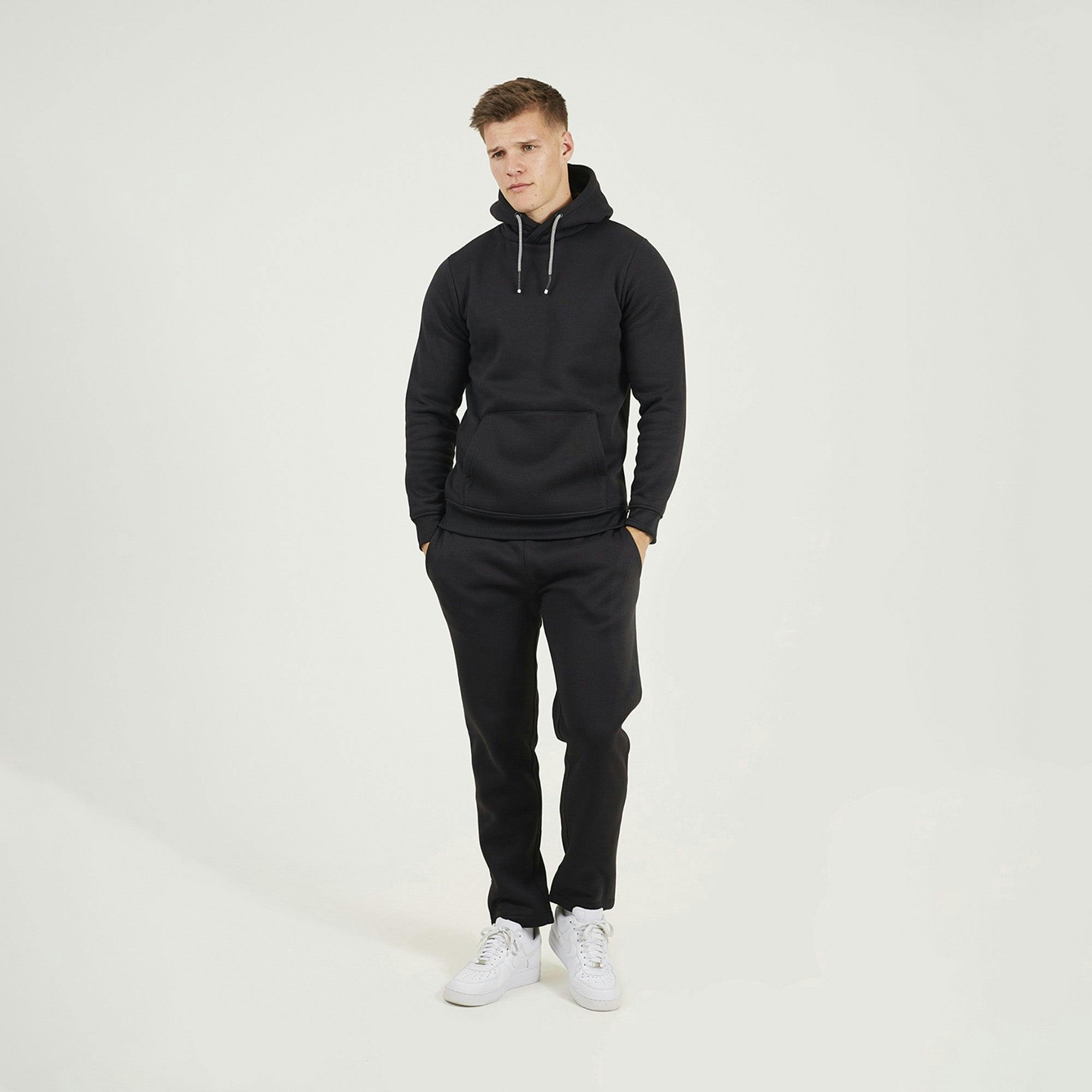 Brave Soul Black Crossover Neck Hoodie And Joggers Set - Xxl