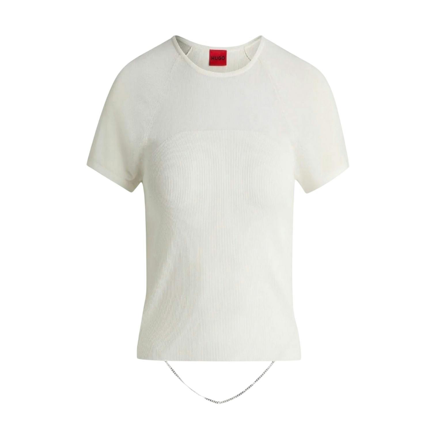 Hugo Women's Slevetta Slim Raglan T-Shirt - Natural - 14 Uk - Natural - 67% Viscose/33% Polyamide
