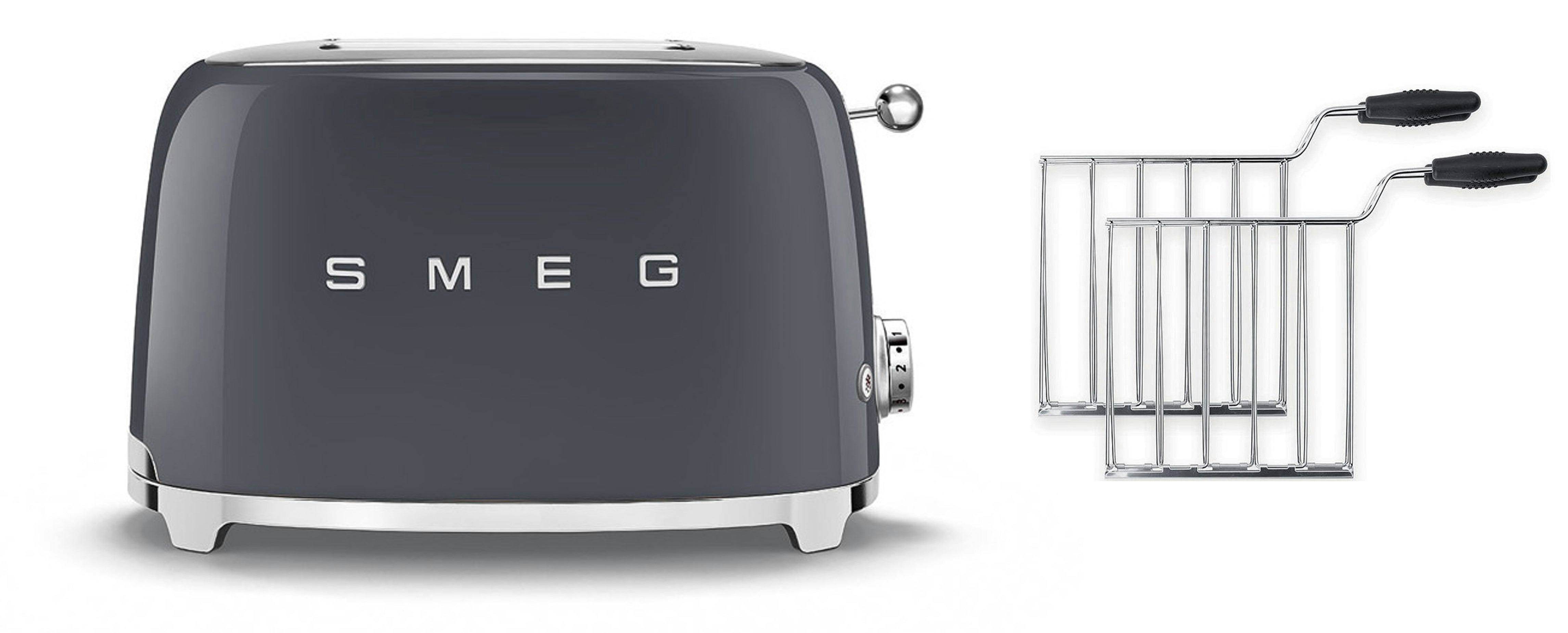 Smeg Grey Tsf01 Slice Toaster + Tssr01 2-Sandwich Racks Bundle Size 2