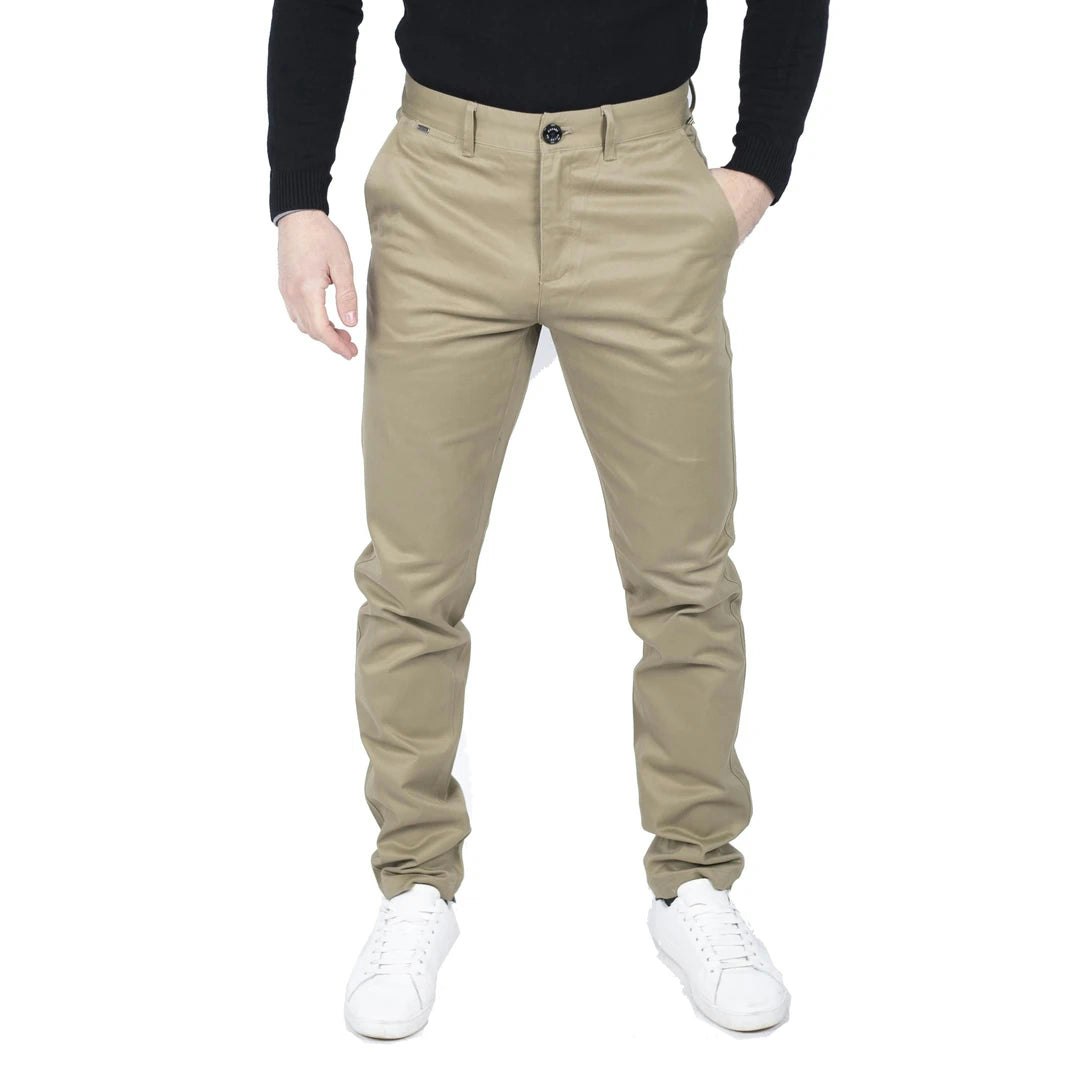 House Of Cavani Men's Beige Dakota - Regular Chino Jeans Trousers Stretch Classic - 32W 32L