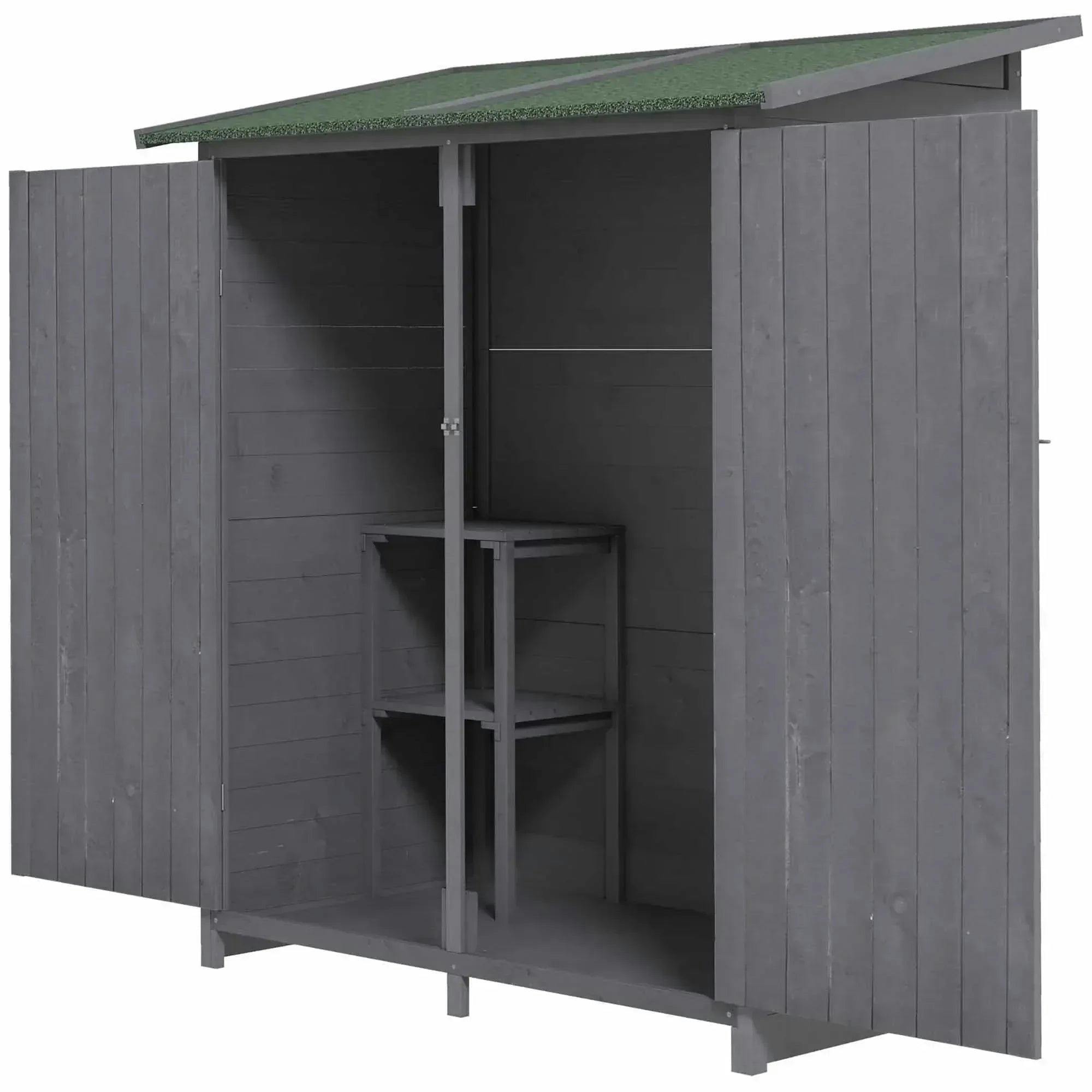 Outsunny Grey Garden Storage Shed Tool Organizer W/ Table, 139X75x160cm, - Image 5