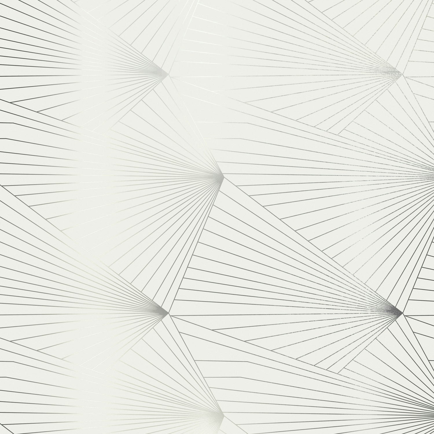 Rackhams White Fan Pewter And Stone Wallpaper - 10M Roll