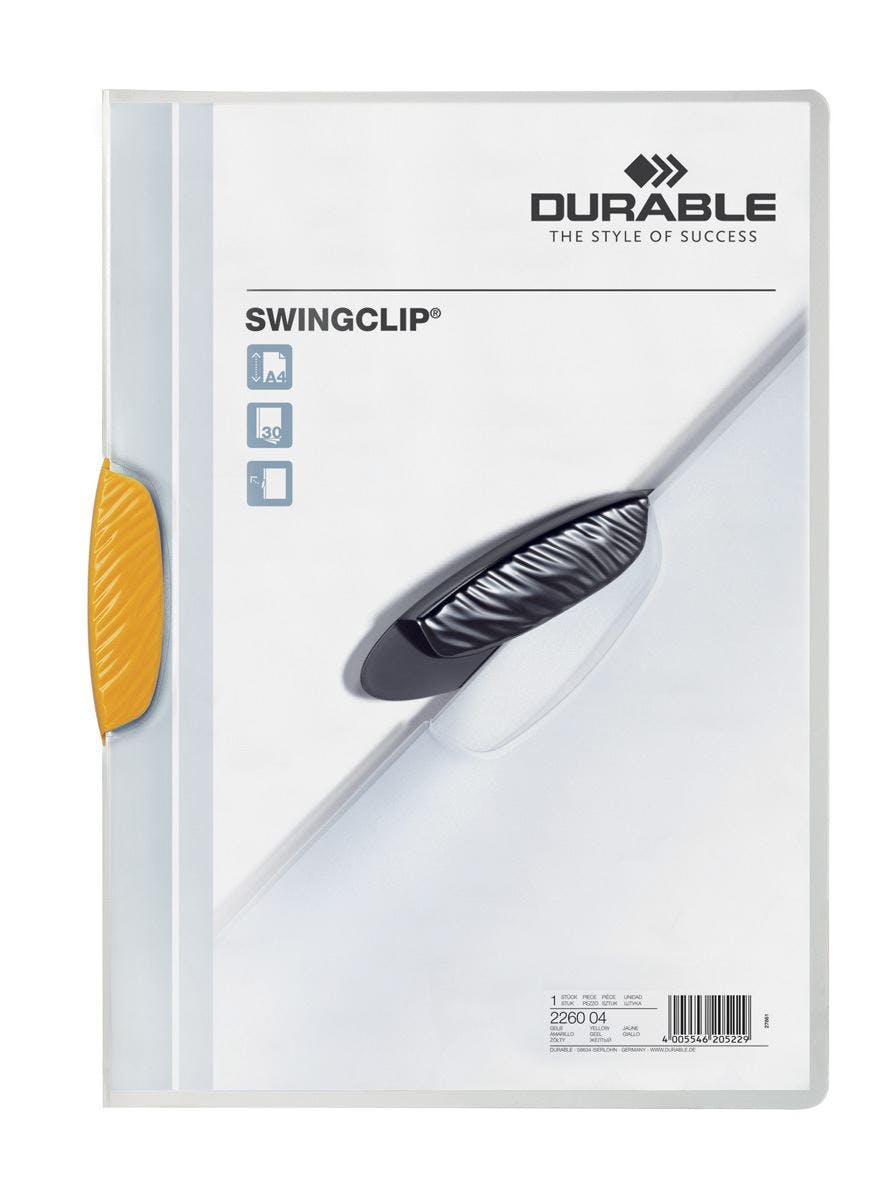 Rackhams Yellow Swingclip 30 Document Swing Clip File Folder | 25 Pack | A4