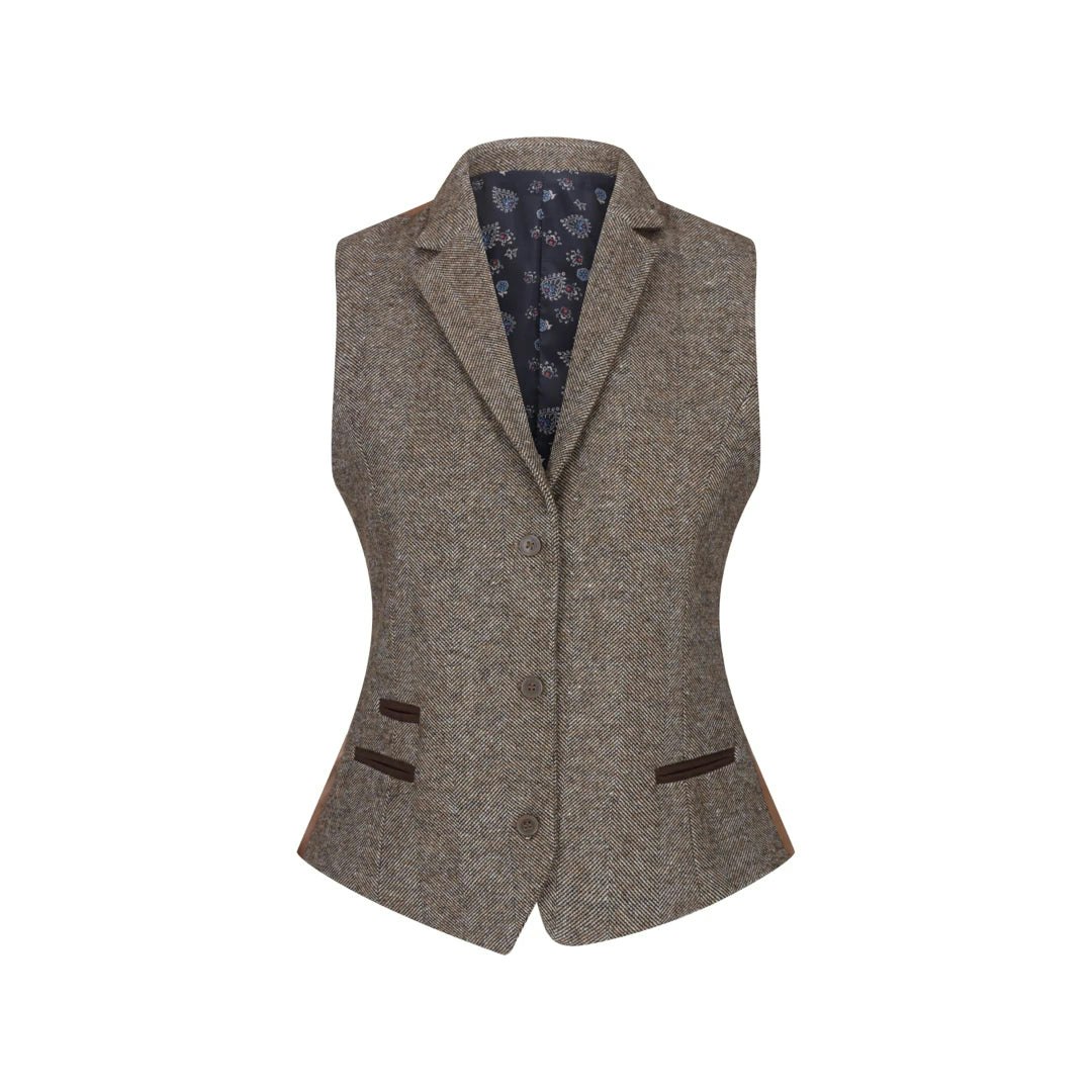 Truclothing Women's Brown Wsn06 - 1920S Suit Tweed Blazer Waistcoat & Trousers - Uk 18 - Waistcoat
