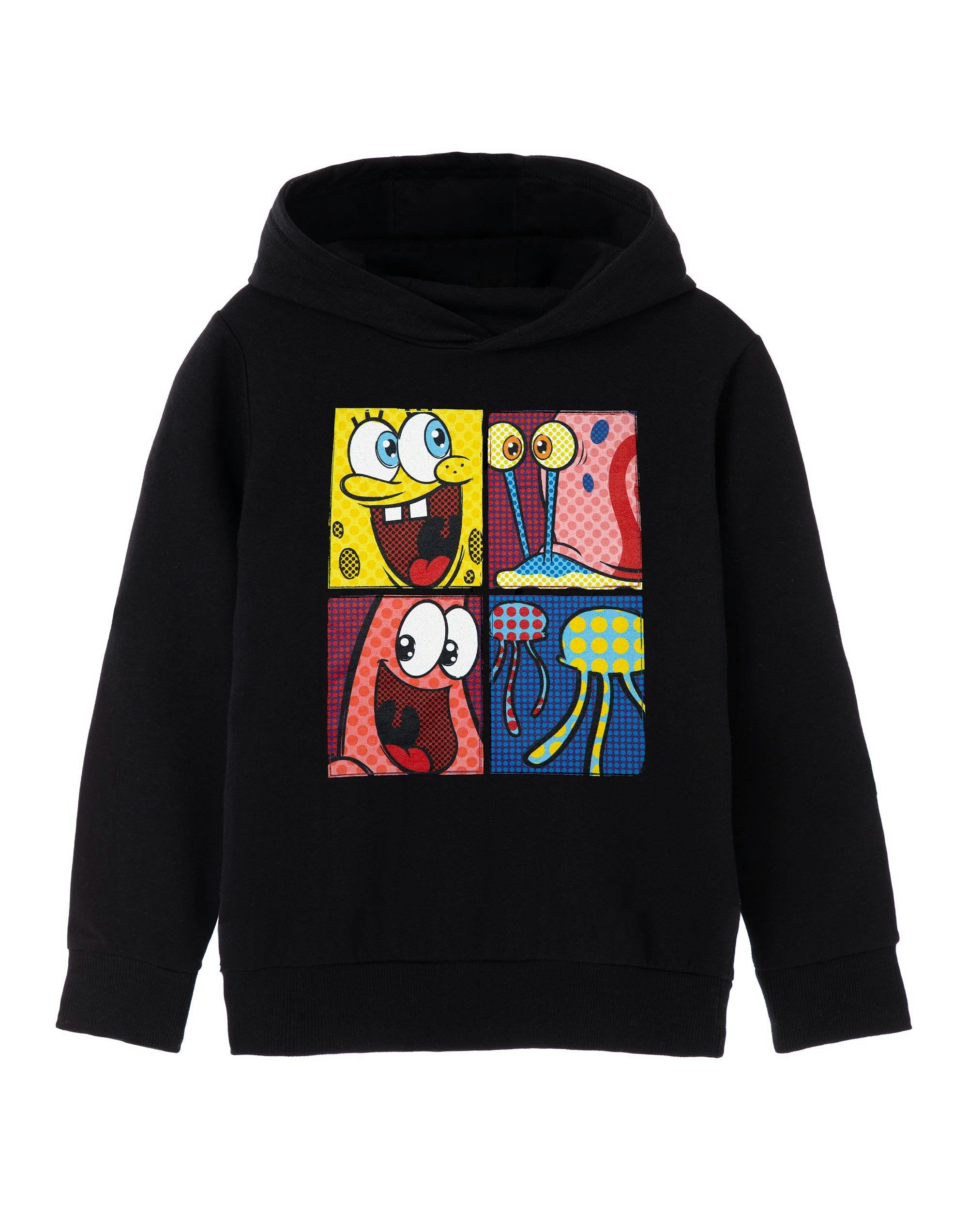 Vanilla Underground Unisex Black Spongebob Squarepants Kids Pop Art Hoodie - 9-10 Years