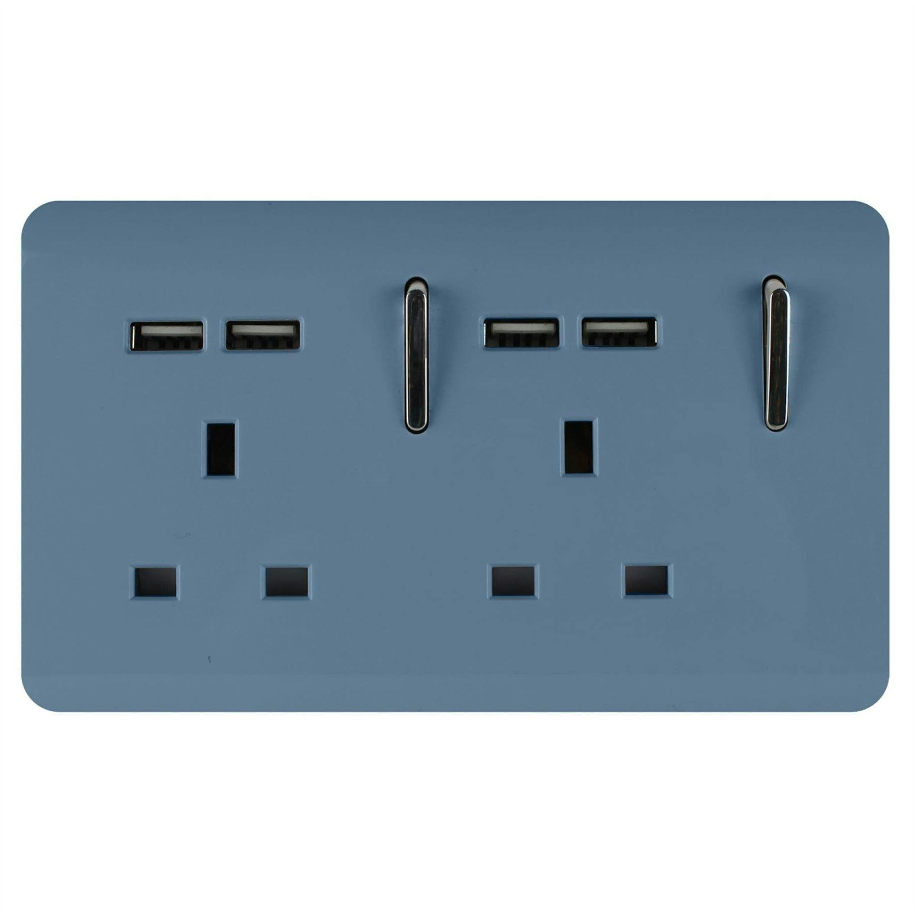 Trendi Switch Sky Blue 2 Gang 4 Port Usb 2100Ma Plug Socket In - Image 7