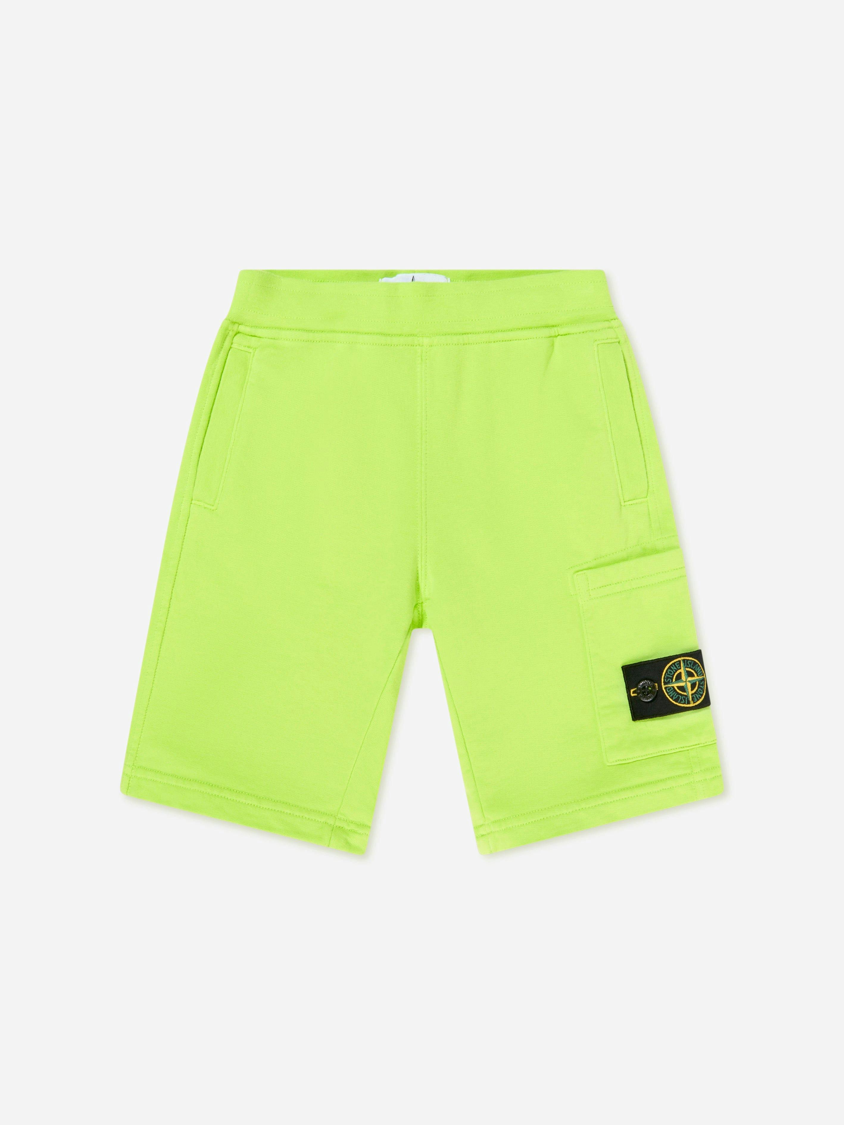 Stone Island Boys Green Junior Logo Pocket Shorts In - 8 Yrs
