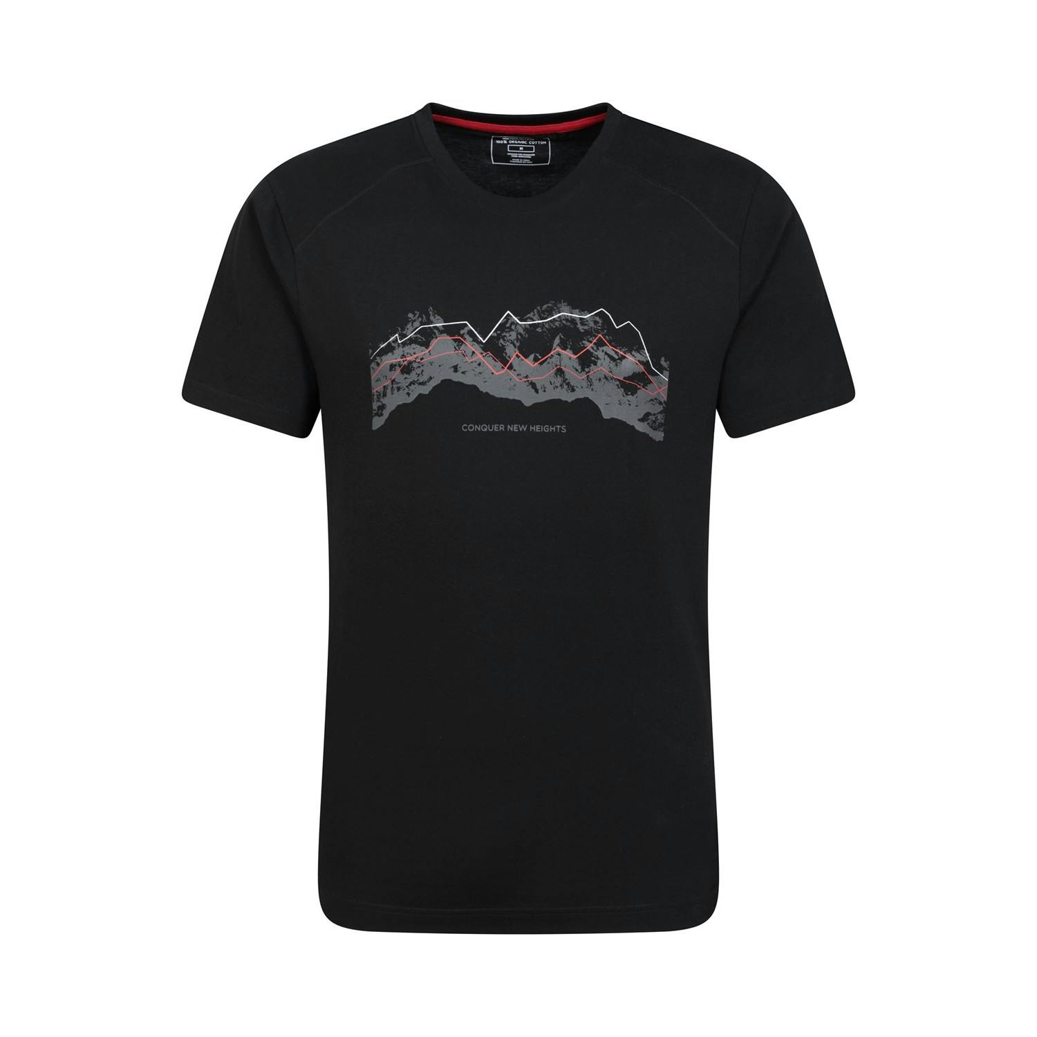 Mountain Warehouse Men's Black Tech Mountains Organic T-Shirt - Xxs - 100% Cotton