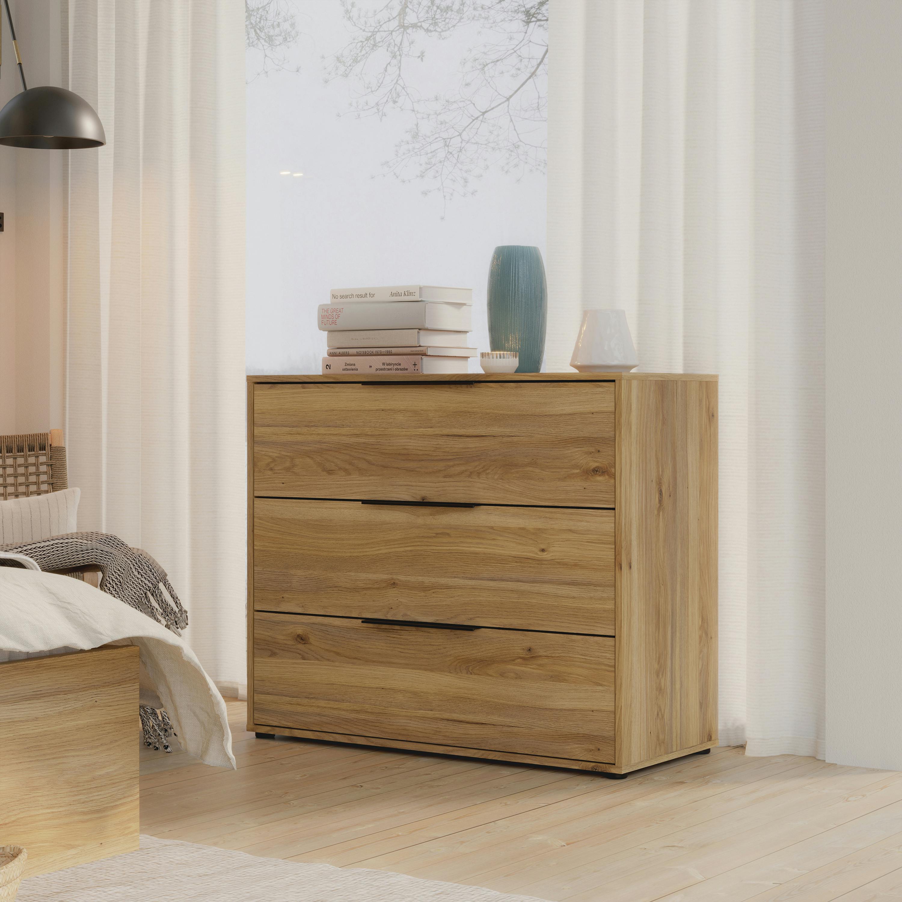 Furniture To Go Orkney 3 Drawer Chest In Mauvella Oak - Standard - Mauvella Oak - Manufactured Wood