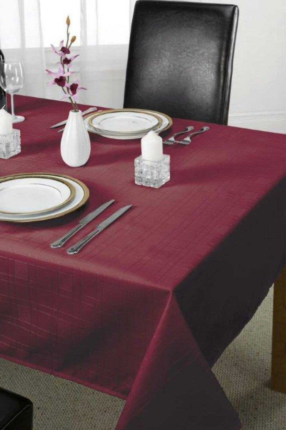 Emma Barclay Black/Cream/Dark Chequers Tablecloths - Wine - Wine - 60 X 84"