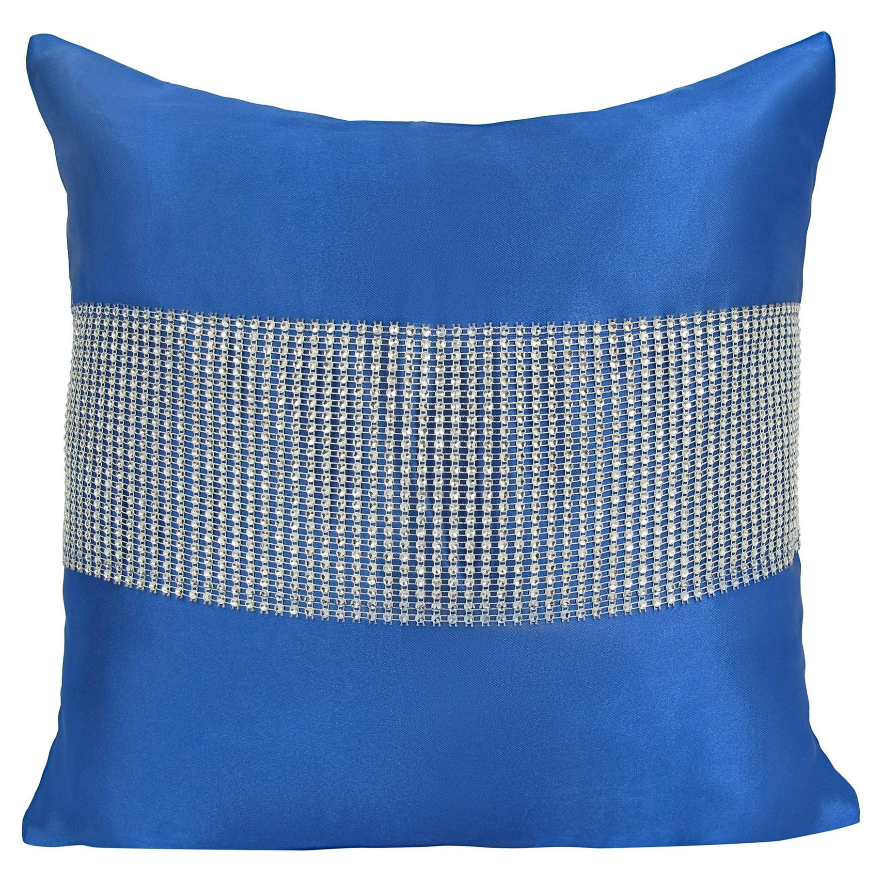 Velosso Blue Matte Finish With Diamante Detail Scatter Cushion - 43Cm X 43Cm - Manhattan