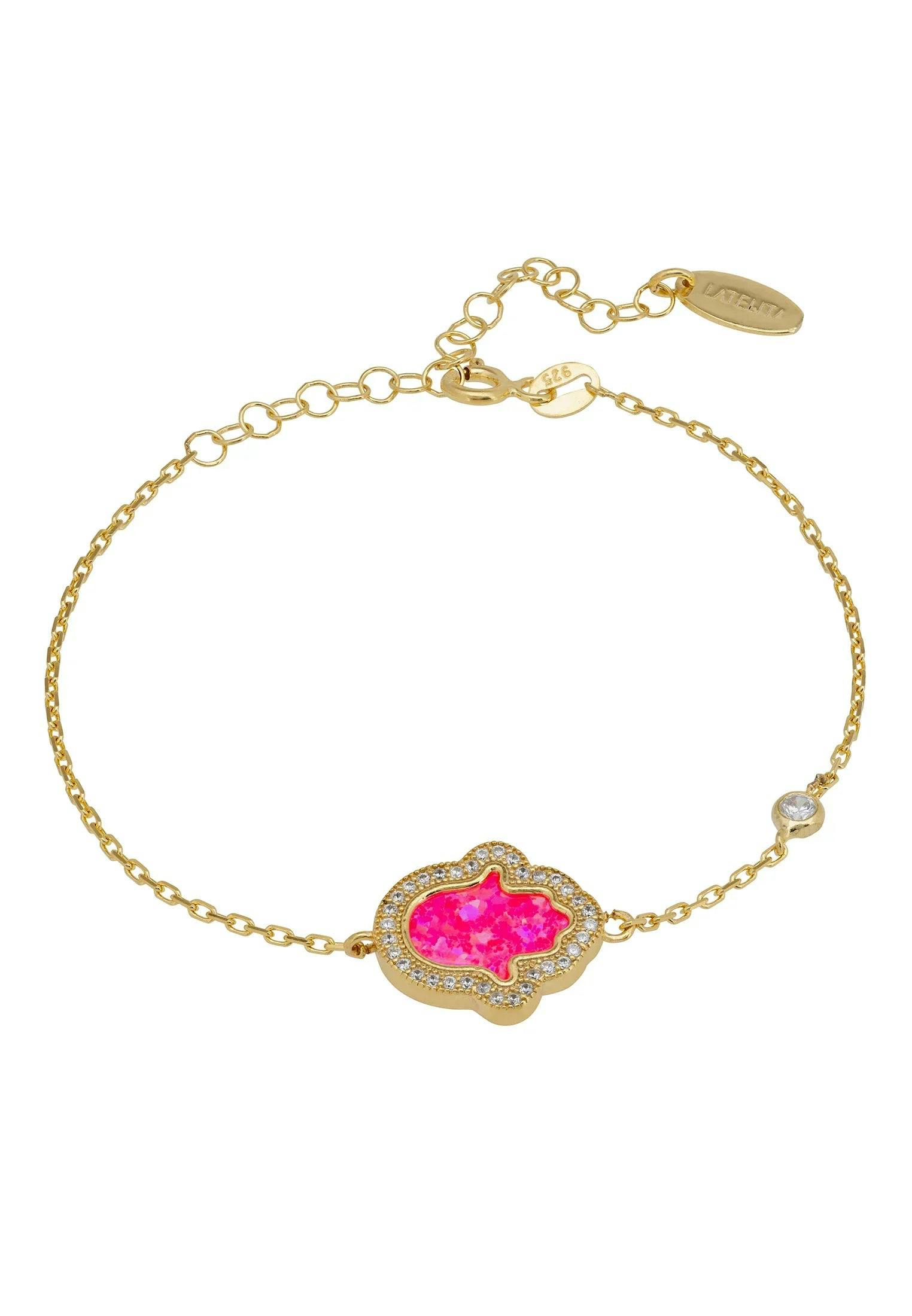 Latelita Pink/Gold Hamsa Opalite Bracelet