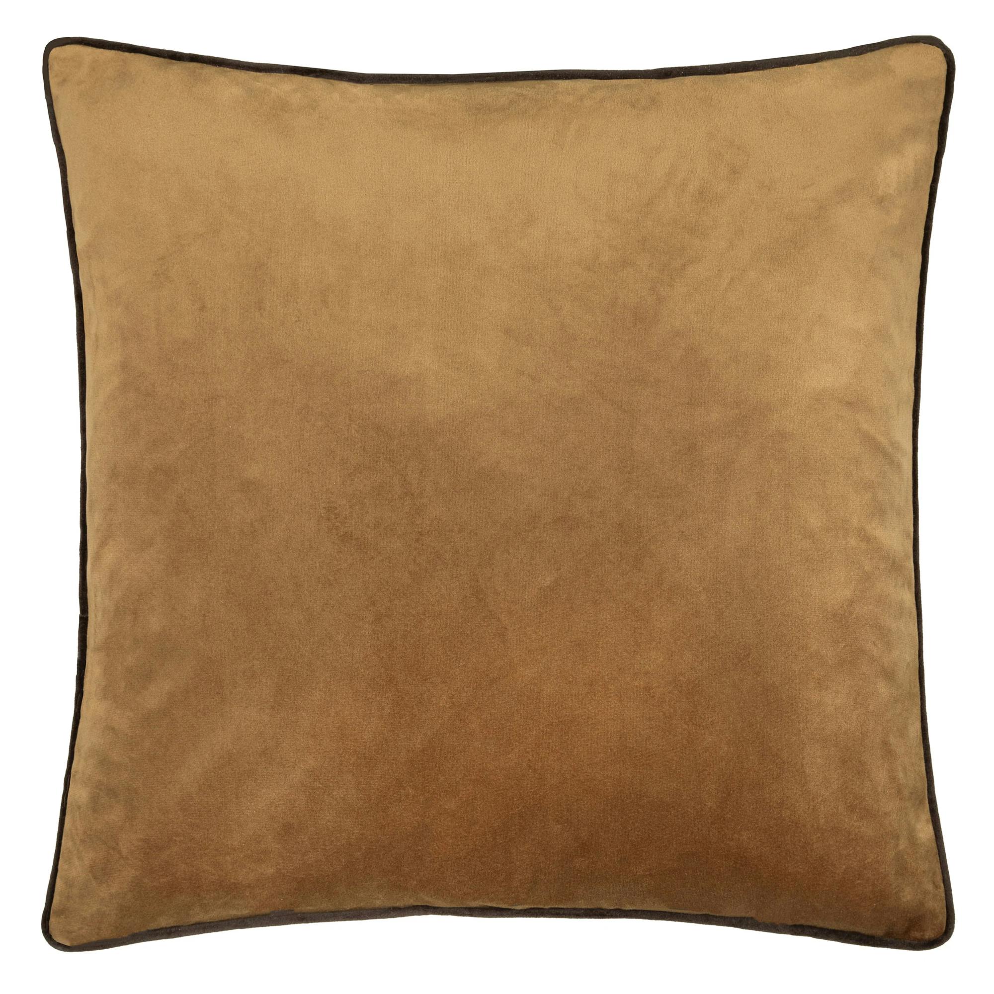 Furn Meridian Velvet Cushion Cover - Caramel/Chocolate - 55Cm X 55Cm - Caramel/Chocolate - 100% Polyester