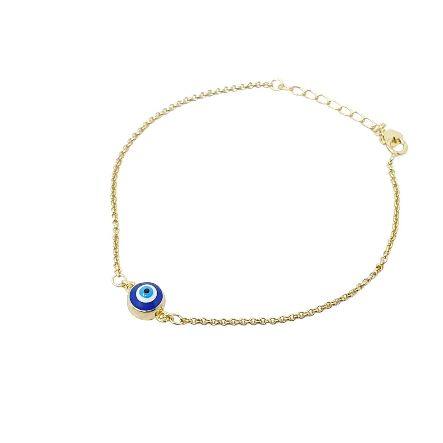 Harfi Women's Blue/Gold Turkish Evil Eye Friendship Plated Bracelet