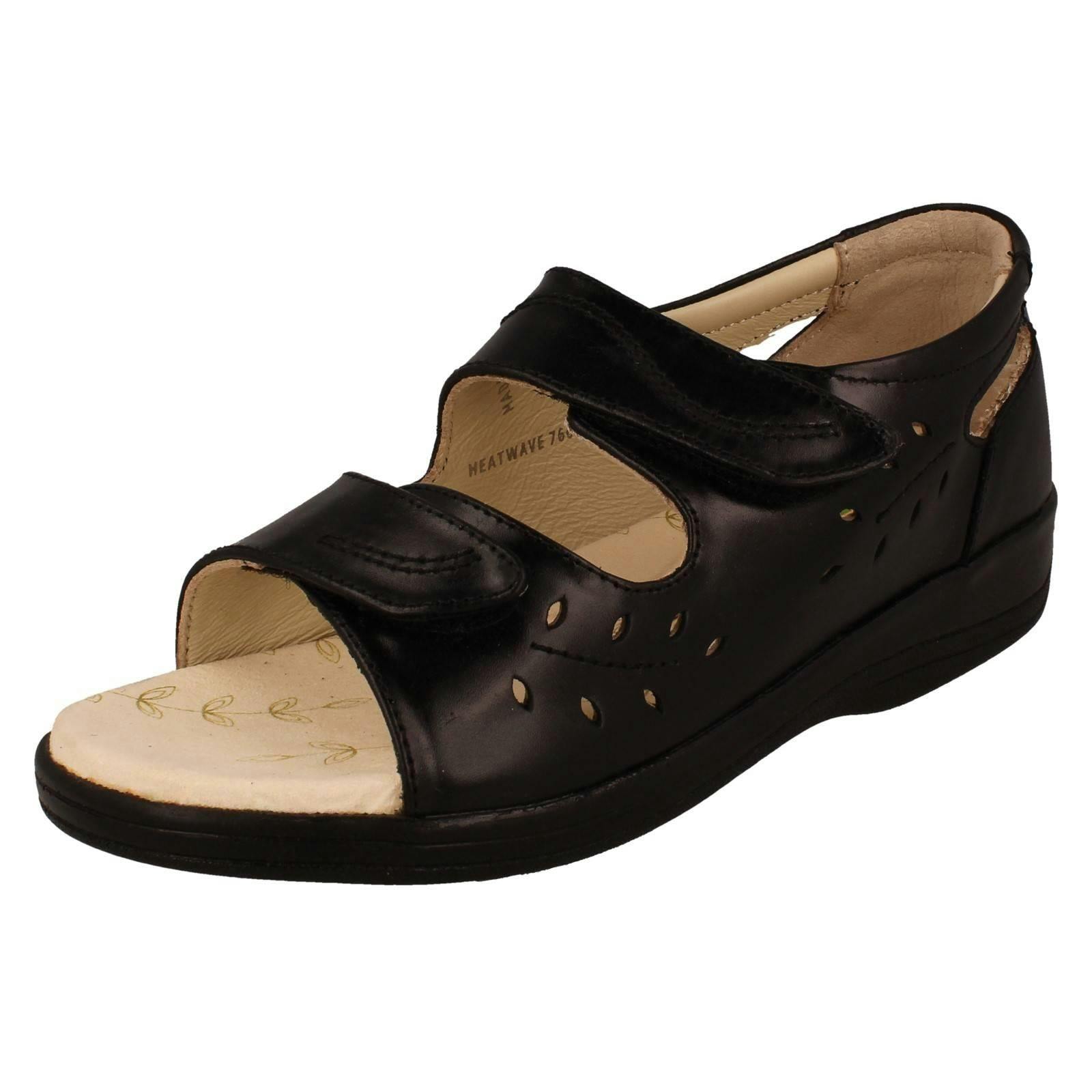 Padders Women's Black Peep Toe Sandals - Heatwave - Uk 6