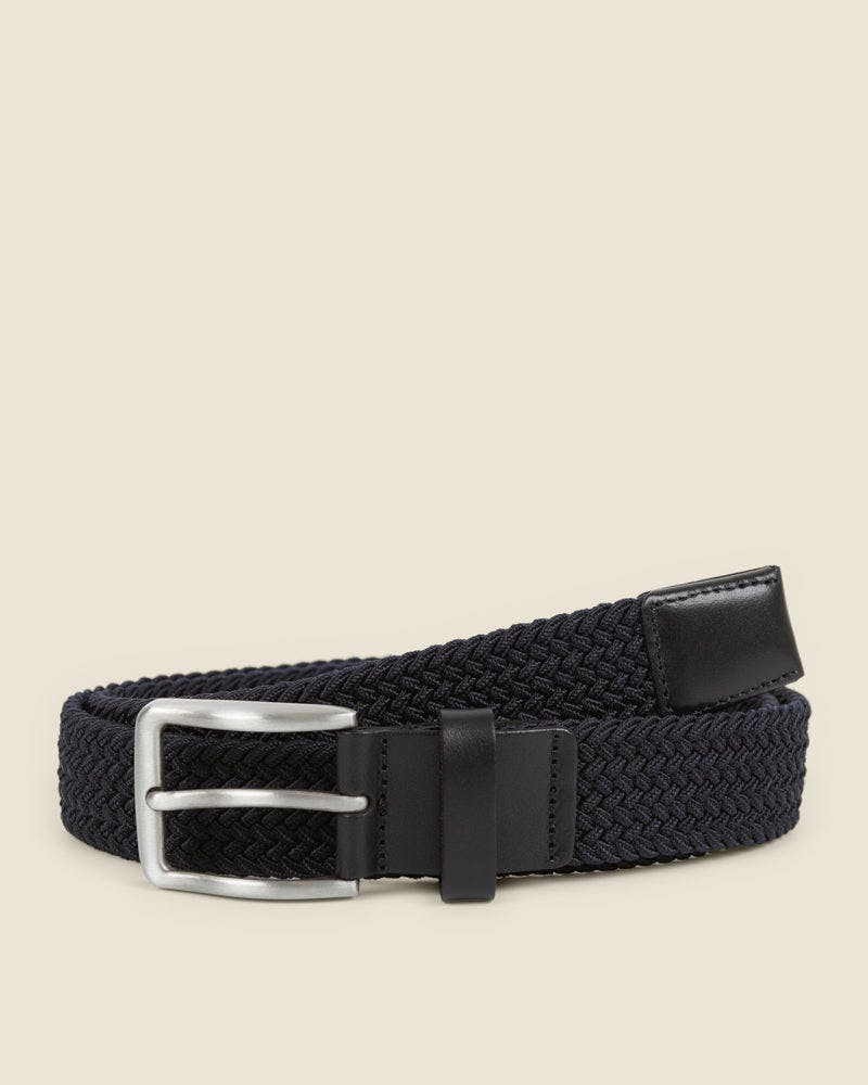 Larsson & Co Brown Alavo - Navy Woven Casual Stretch Belt - L (36-38)