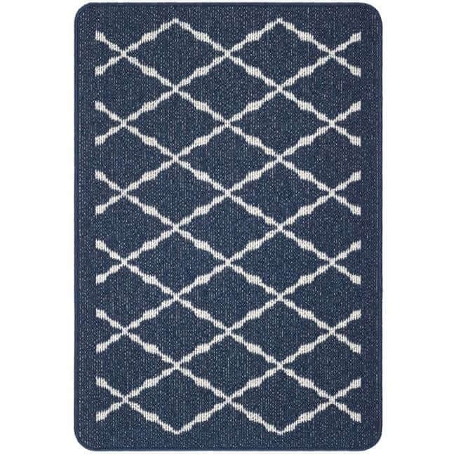 The Rugs Blue Washable Diamond Mat And Runner - 67X100 Cm