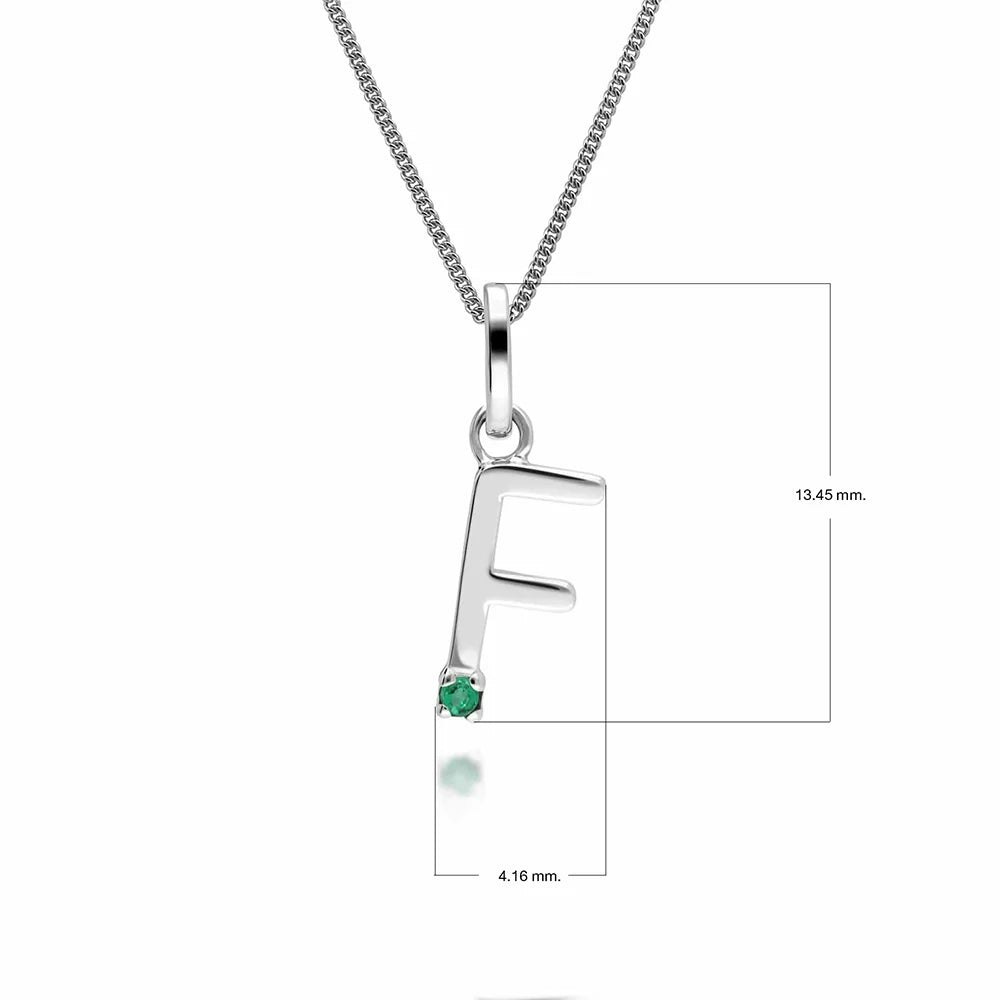 Gemondo White/Gold Initial Emerald Letter Charm Necklace In 9Ct - F