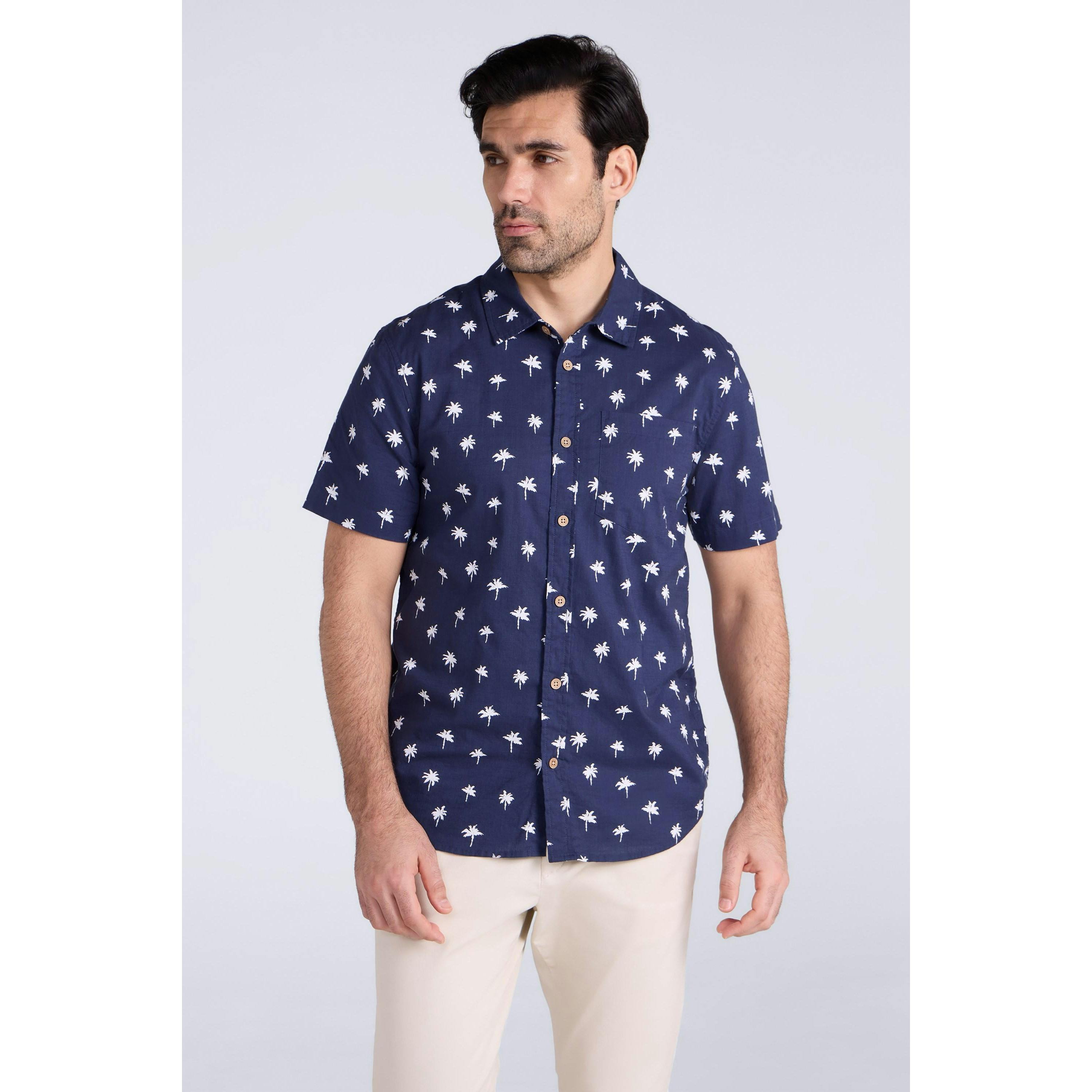 Mountain Warehouse Men's Blue Preston Illustration Shirt - 4XL - 100% Cotton