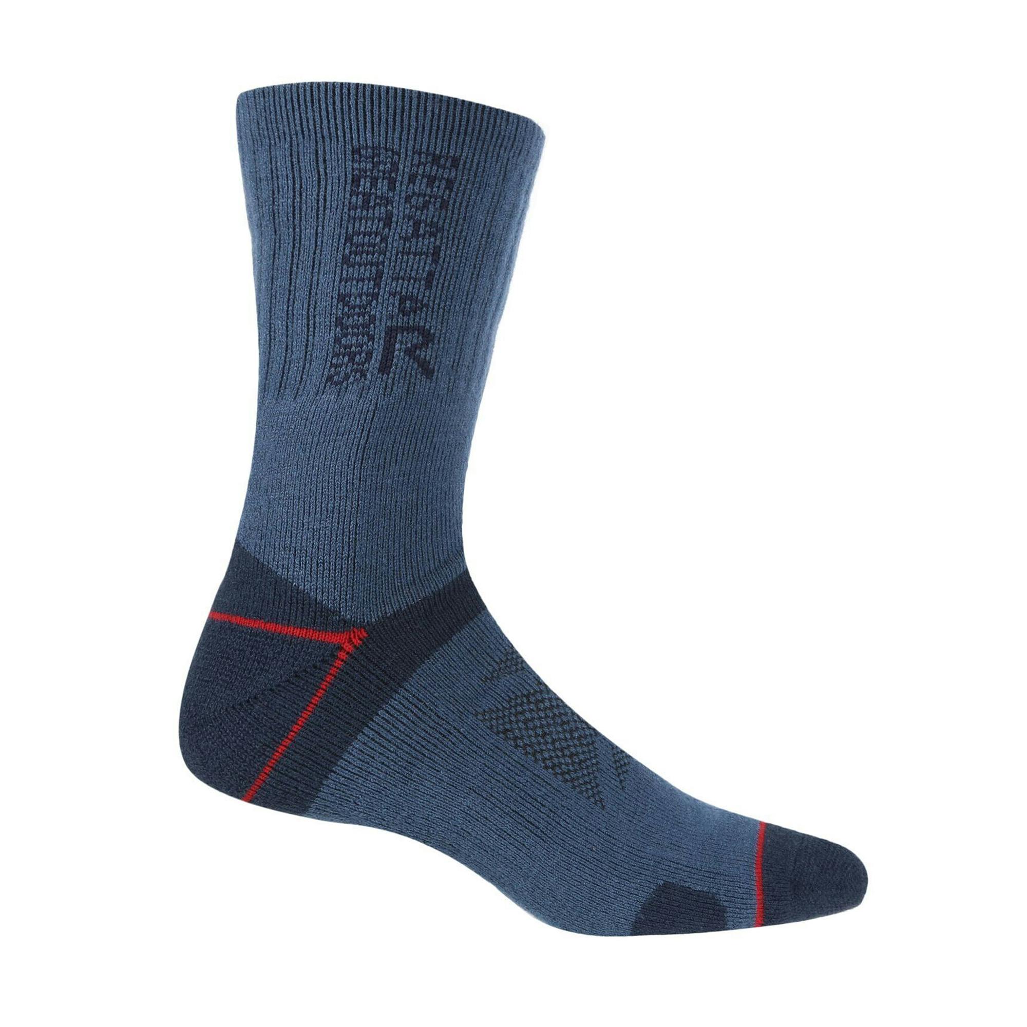 Regatta Men's Dark/Red Blister Protection Ii Socks (Pack Of 2) - Denim/ - Denim/ - 6 Uk-8 Uk - 75% Acrylic/22% Polyamide/3% Elastane