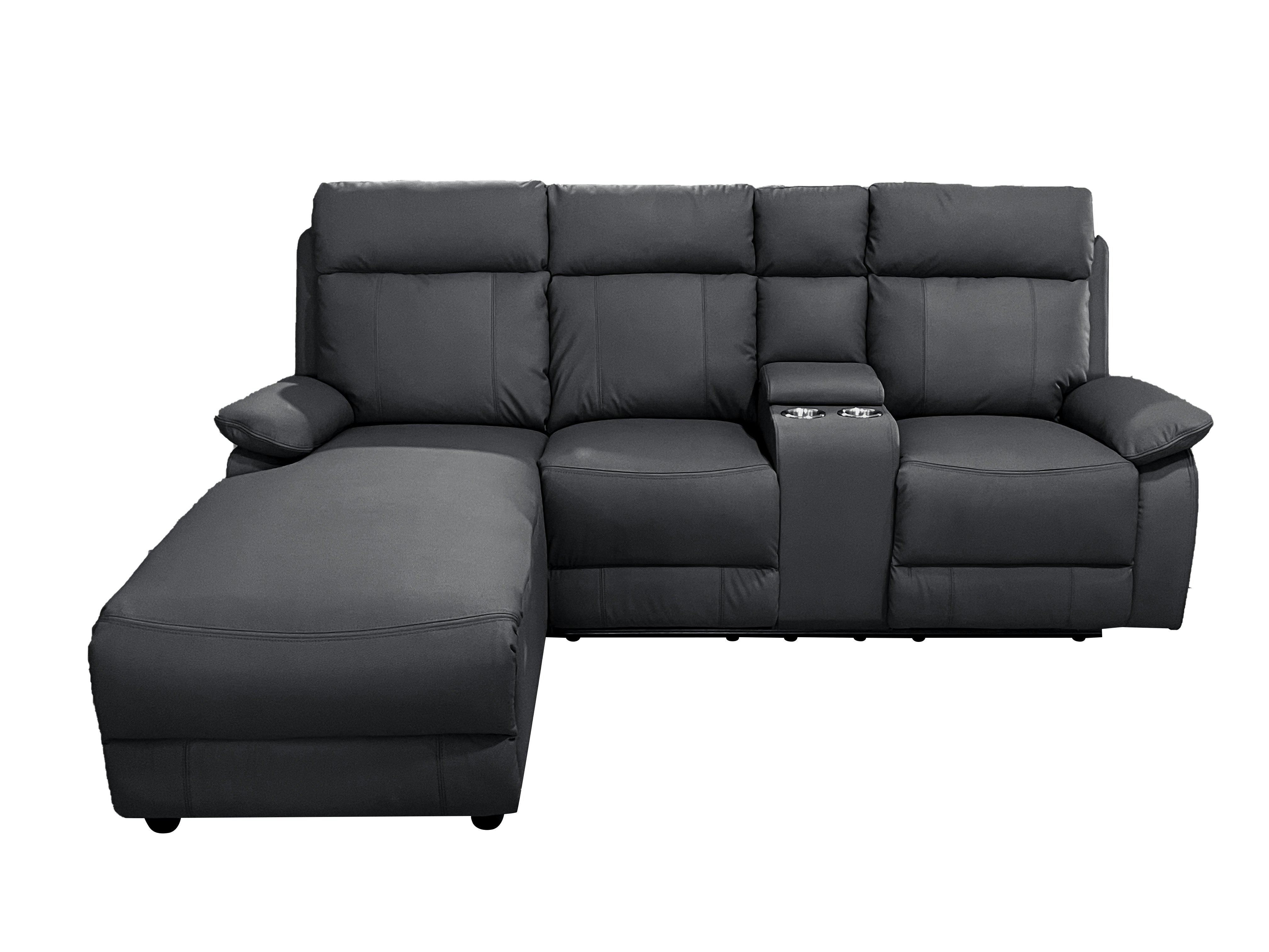Ds Living Black/Grey Sorento Recline Right Hand Corner Leather 3 Seater Sofa In Or