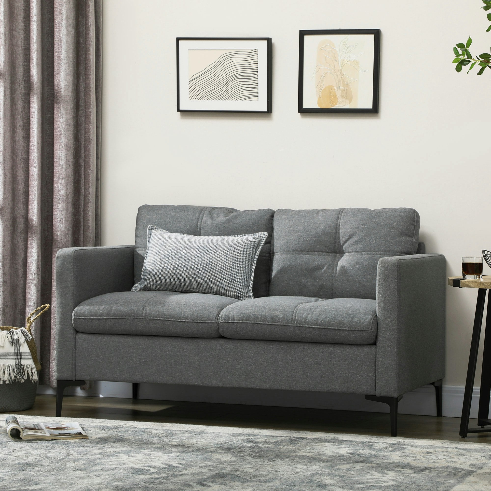 Rackhams Modern Loveseat Sofa Upholstered 2 Seater For Living Room