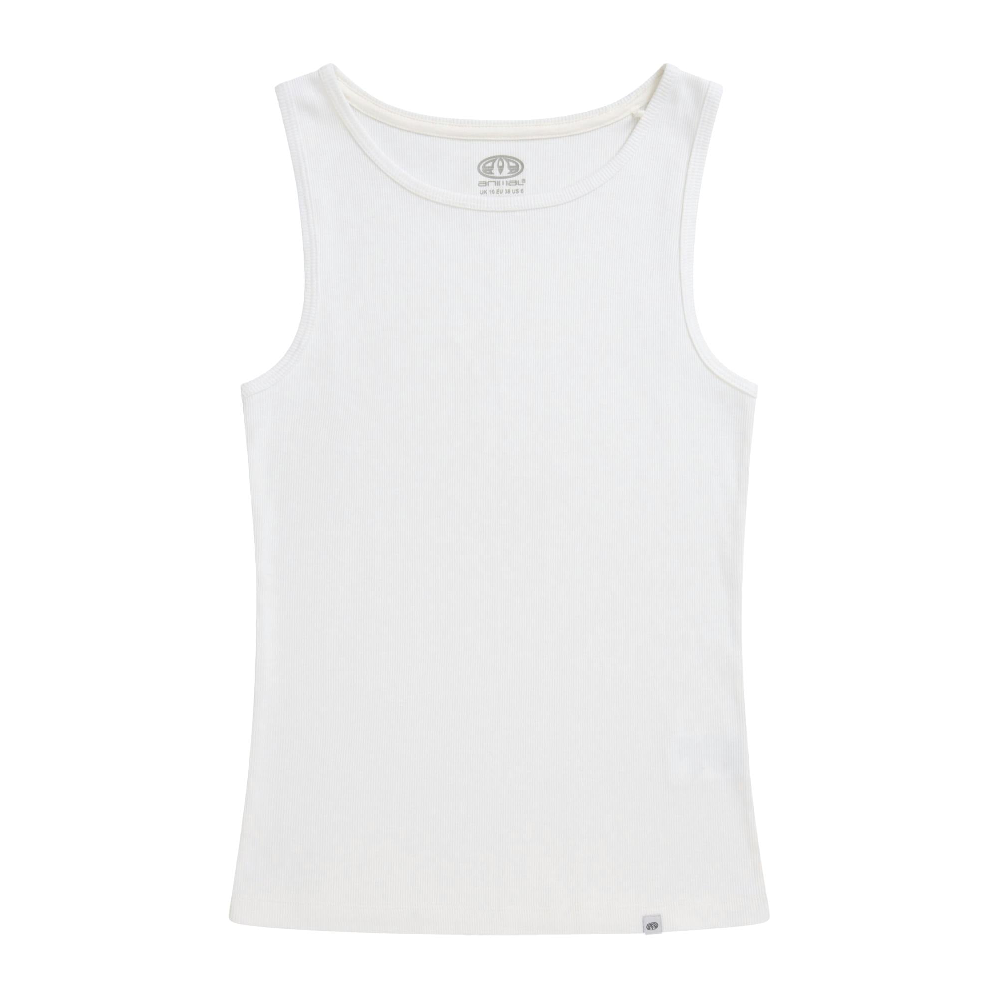 Animal Women's White Ribbed Organic Tank Top - 8 Uk - 95% Organic Cotton/5% Elastane