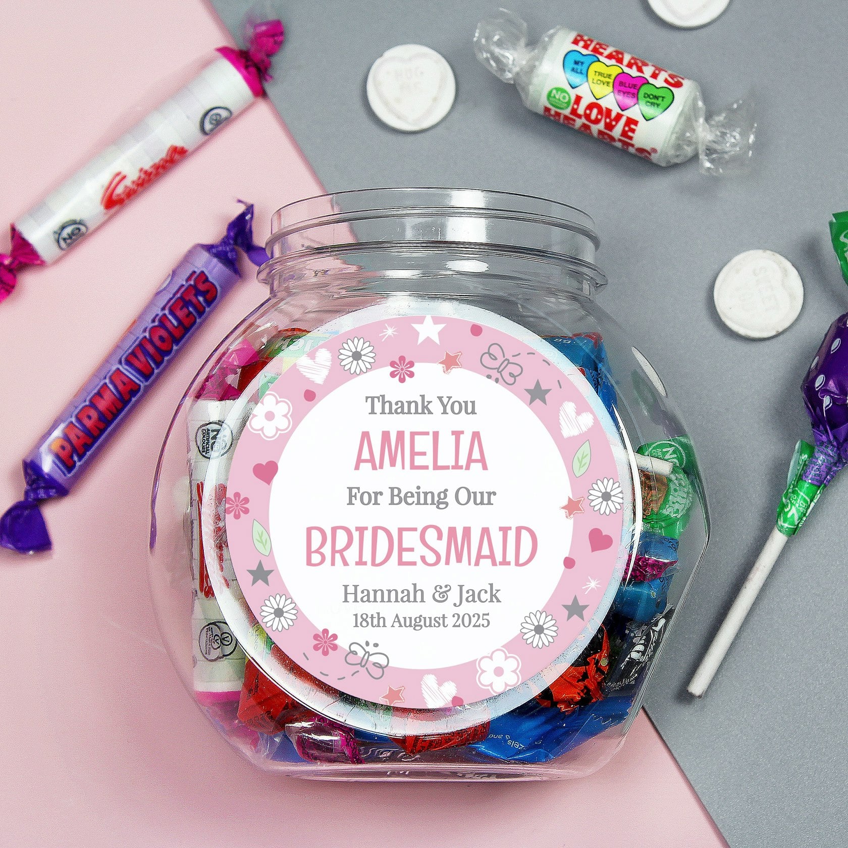 Personalised Memento Company Black Personalised Bridesmaid Sweet Jar