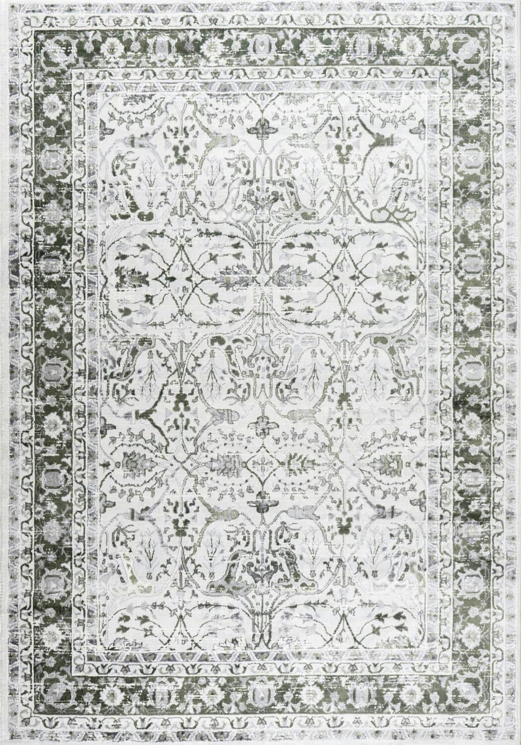 Rackhams Green Montana Bordered Rug | 4070 - 80X150 Cm