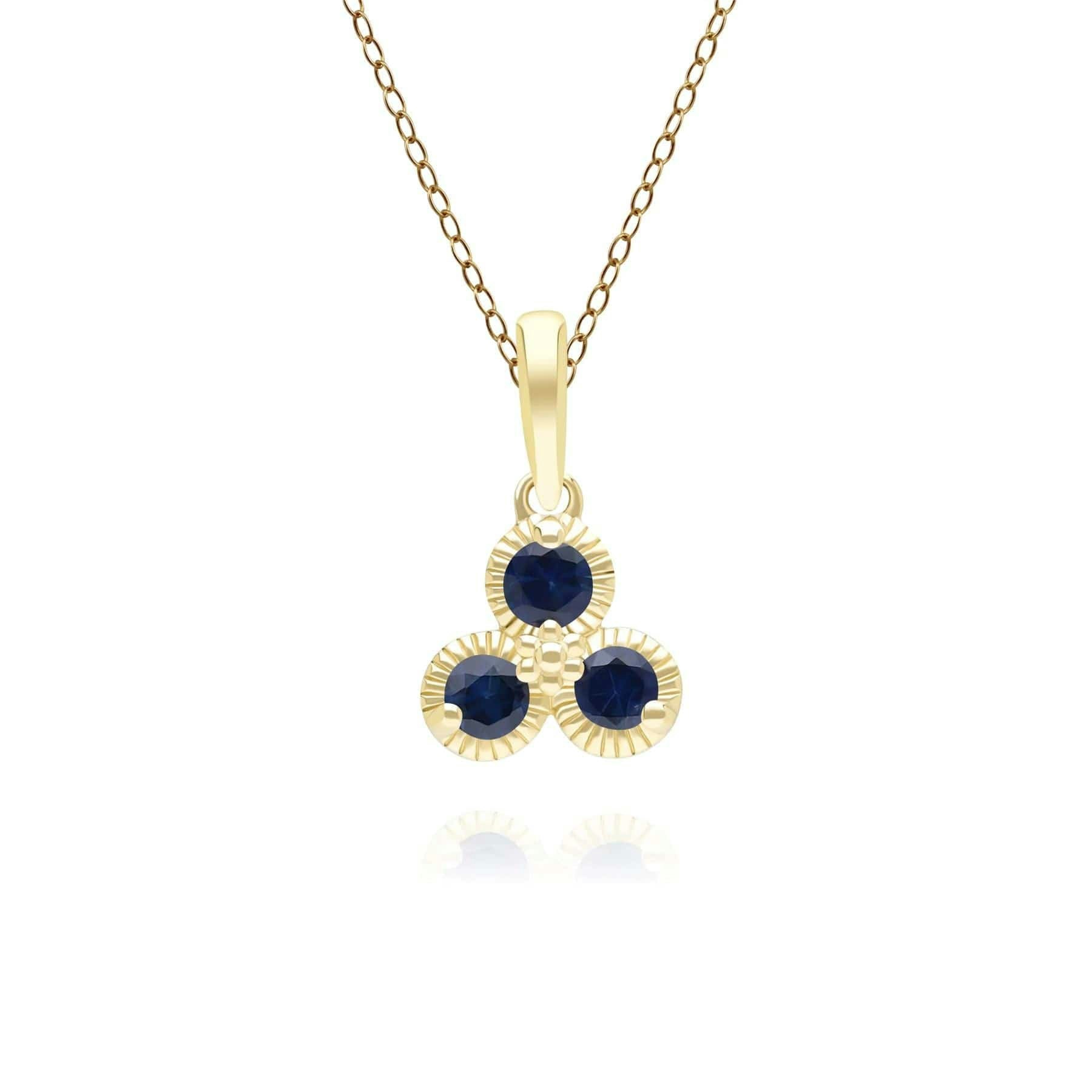 Gemondo Yellow/Gold Floral Sapphire Three Stone Pendant Necklace In 9Ct