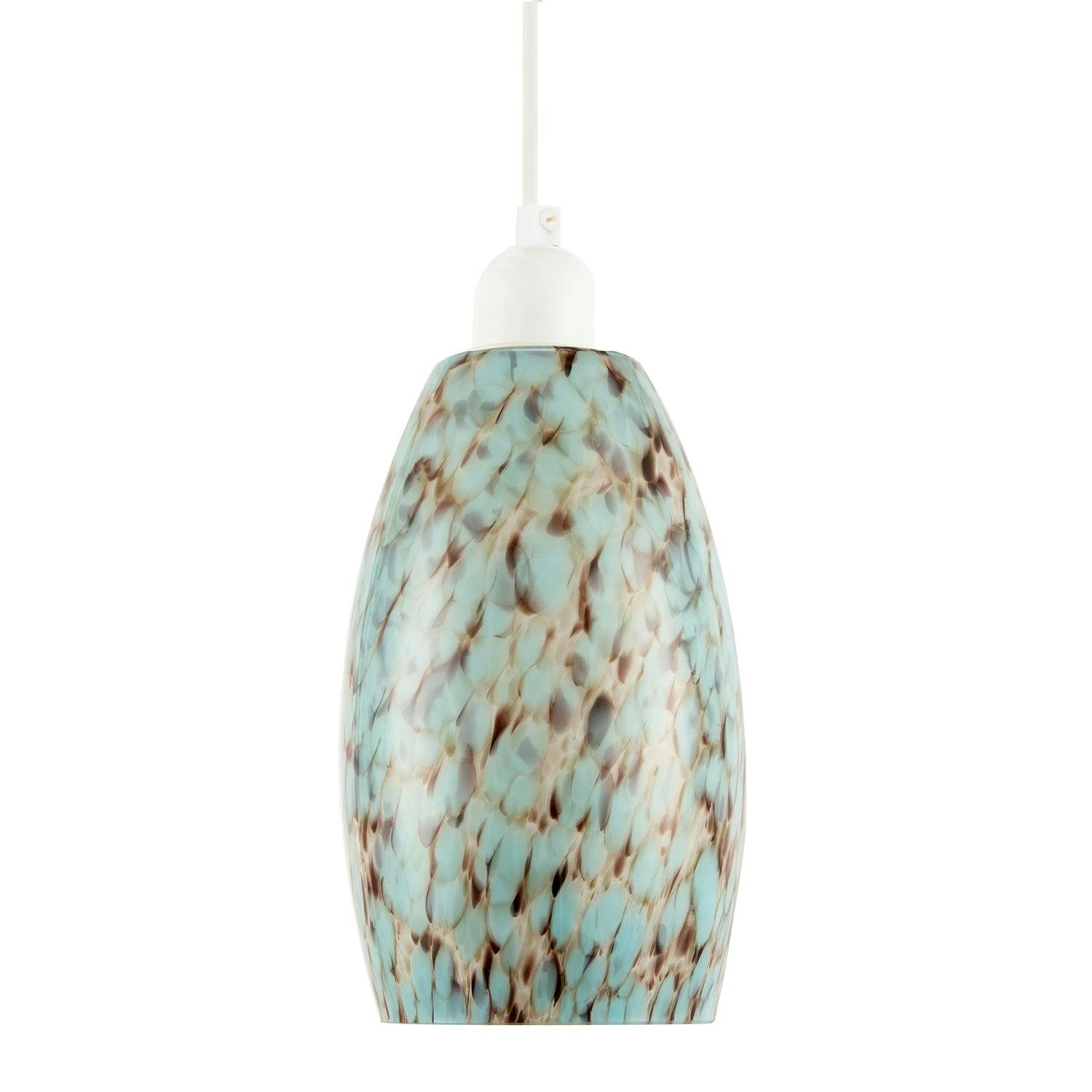 Happy Homewares Brown Modern Duck Egg Marble Speckle Effect Glass Cylindrical Pendant Shade