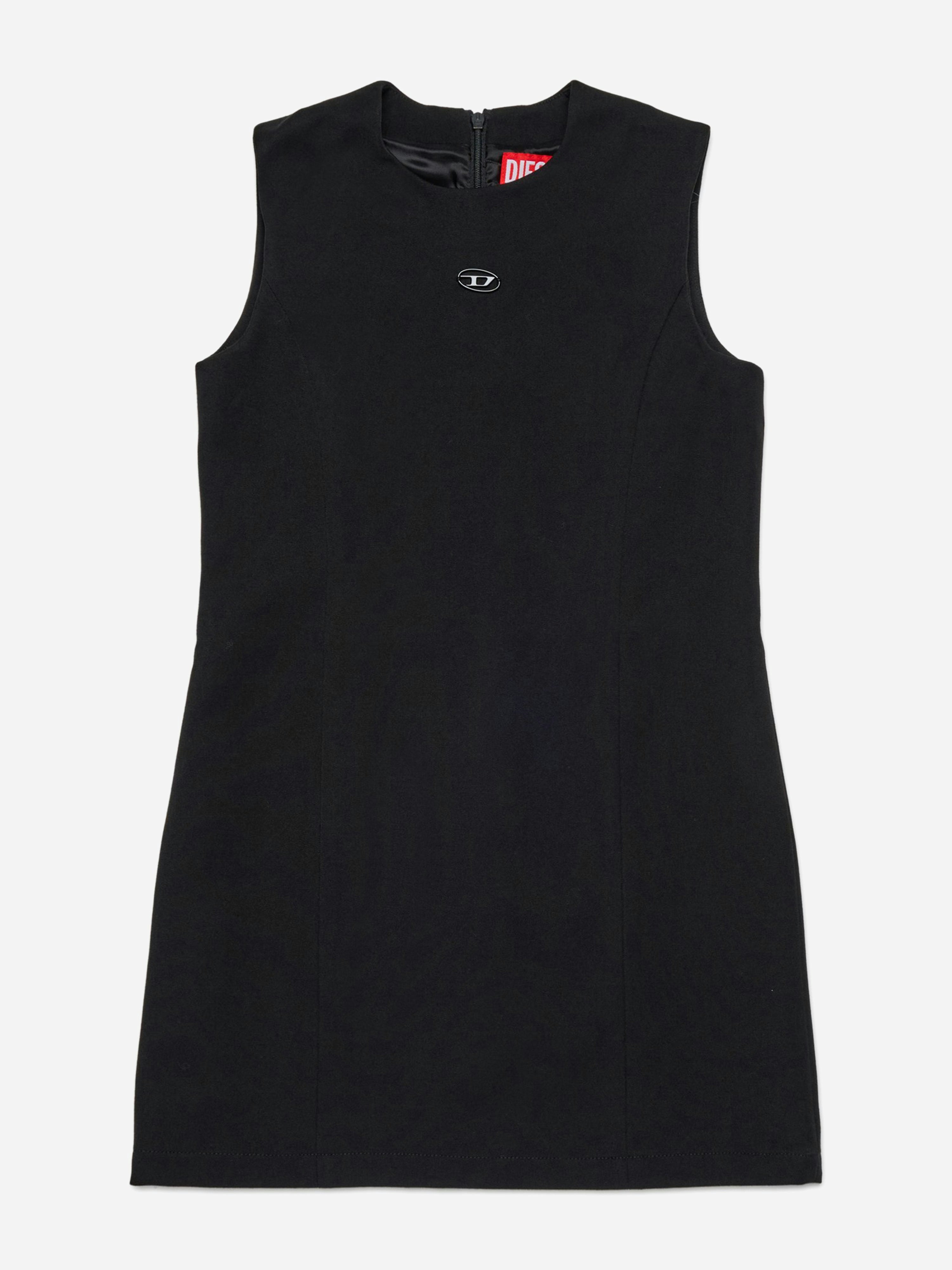 Diesel Girls Black Sleeveless Logo Dress In - 10 Yrs