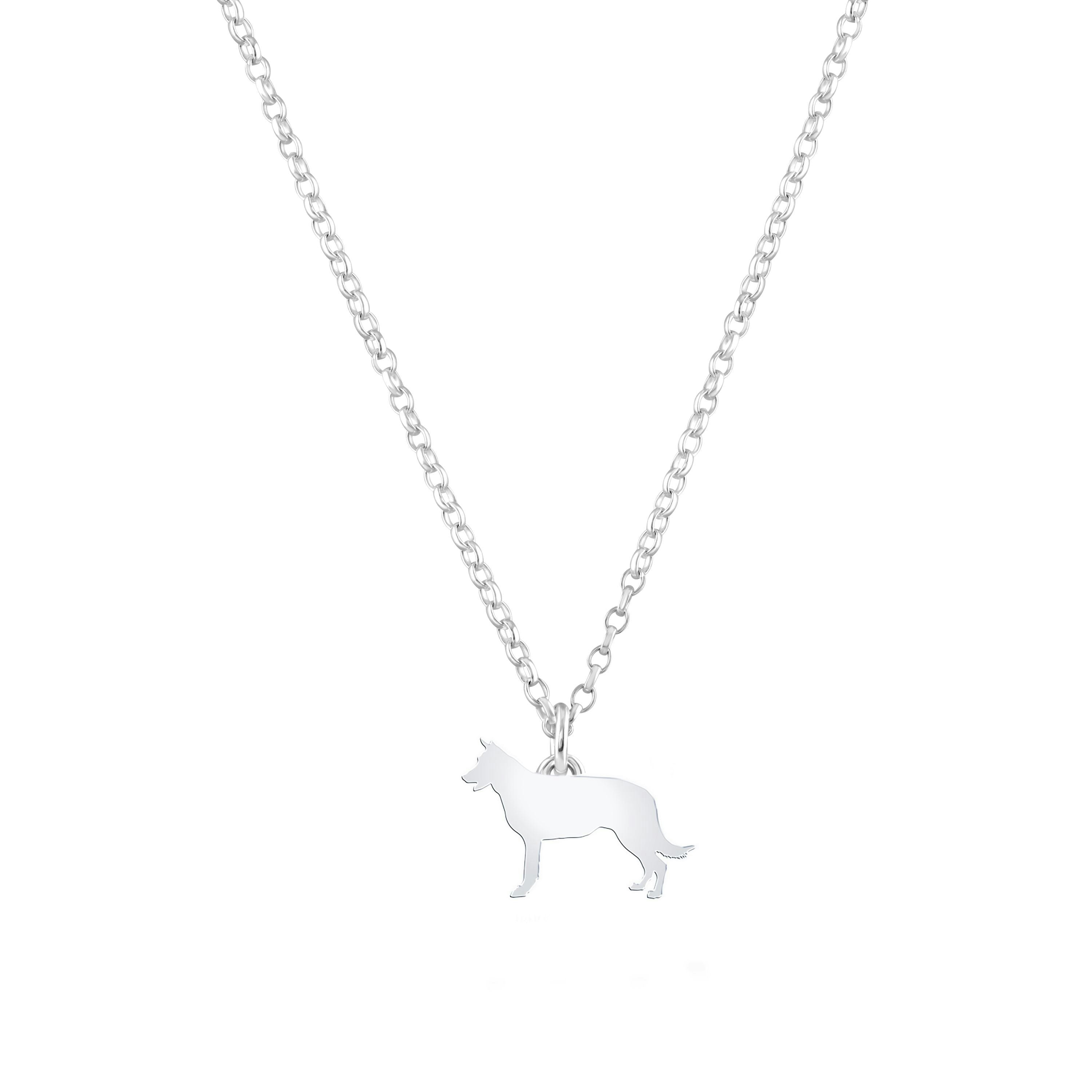 Mylee London Silver Belgian Shepherd Dog (Groenendael) Silhouette Necklace - Personalised - Yes