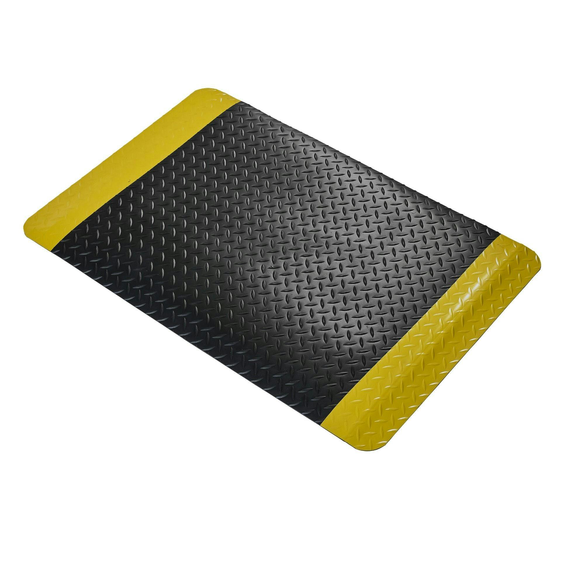 Rackhams Black/Yellow Anti Fatigue Mat - Commercial & Industrial Use - 15Mm - 90X60cm