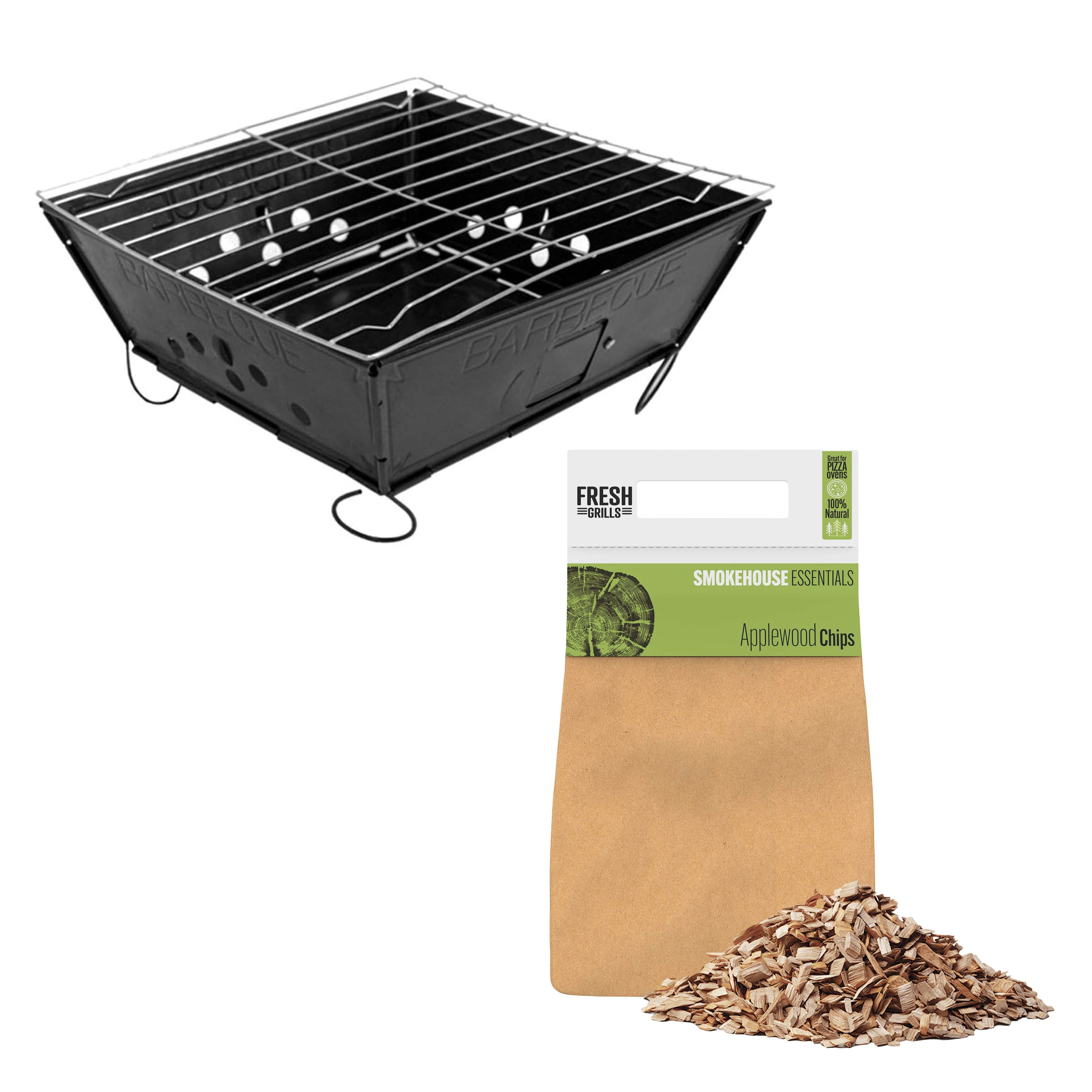 Fresh Grills Black Portable Bbq With Applewood Wood Chips