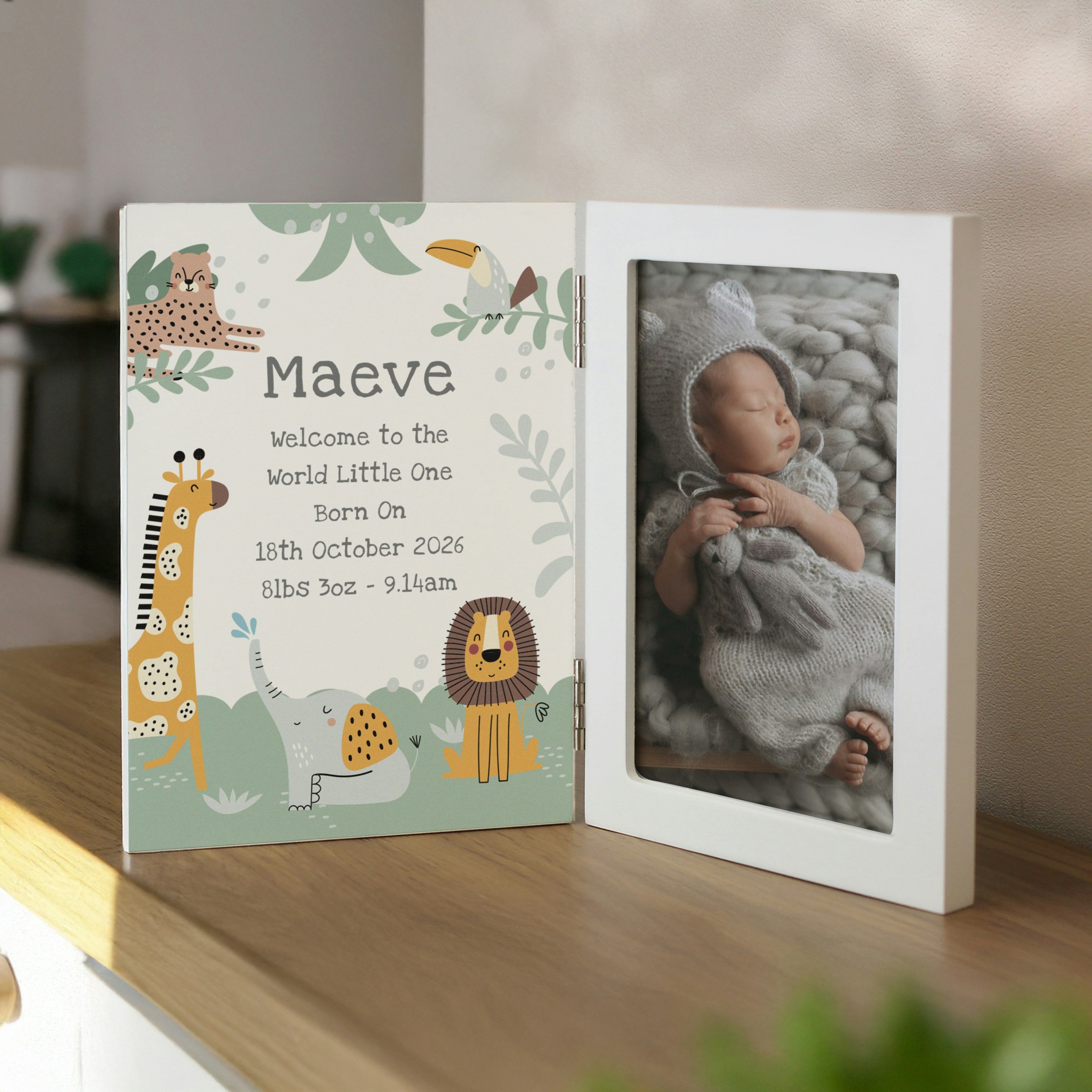 Rackhams White Personalised Animals Wooden Hinged 6X4 Photo Frame - Wood - 4X6