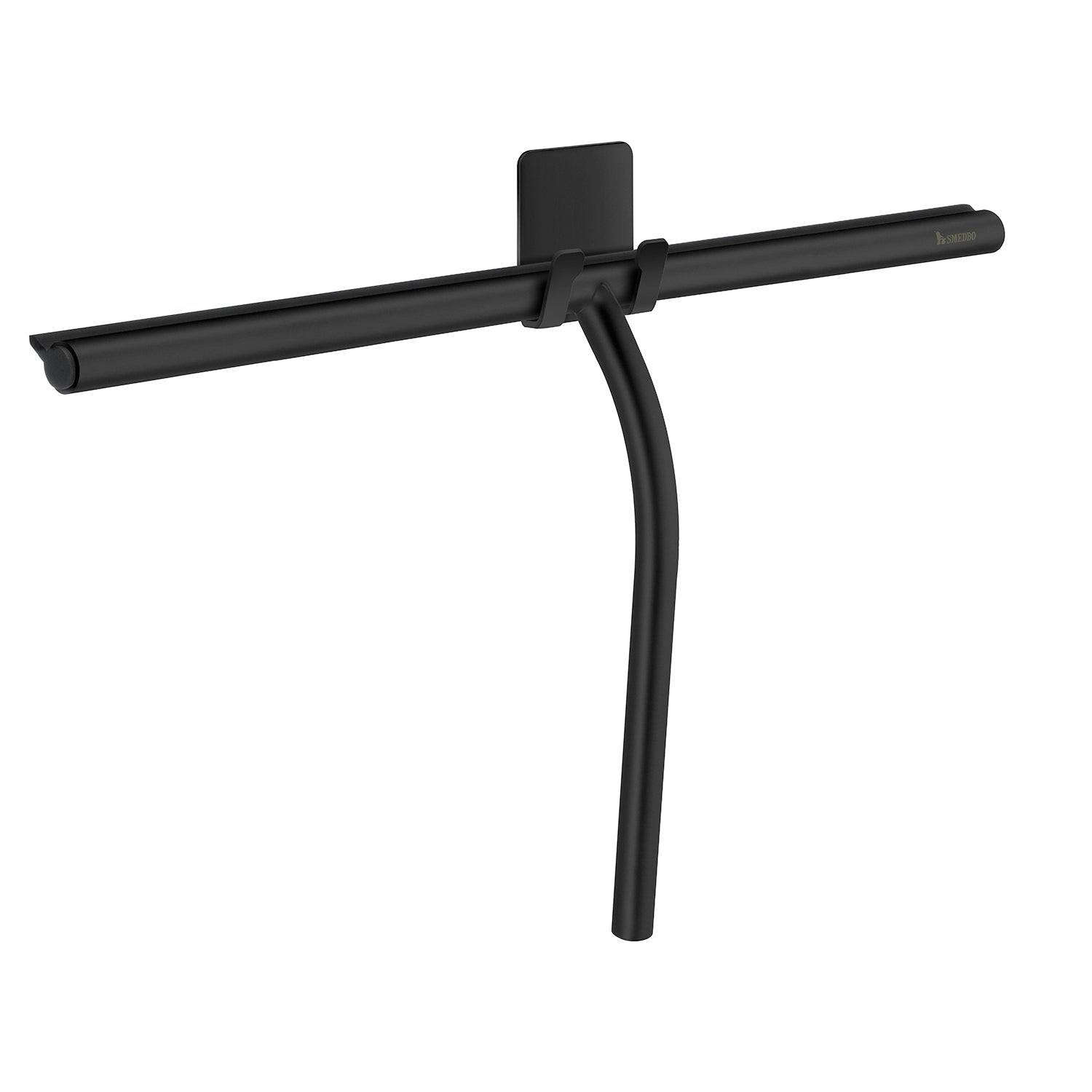 Smedbo Black Stainless Steel Glass Shower Squeegee With Extra Wide Blade And Self Adhesive Hanging Hook