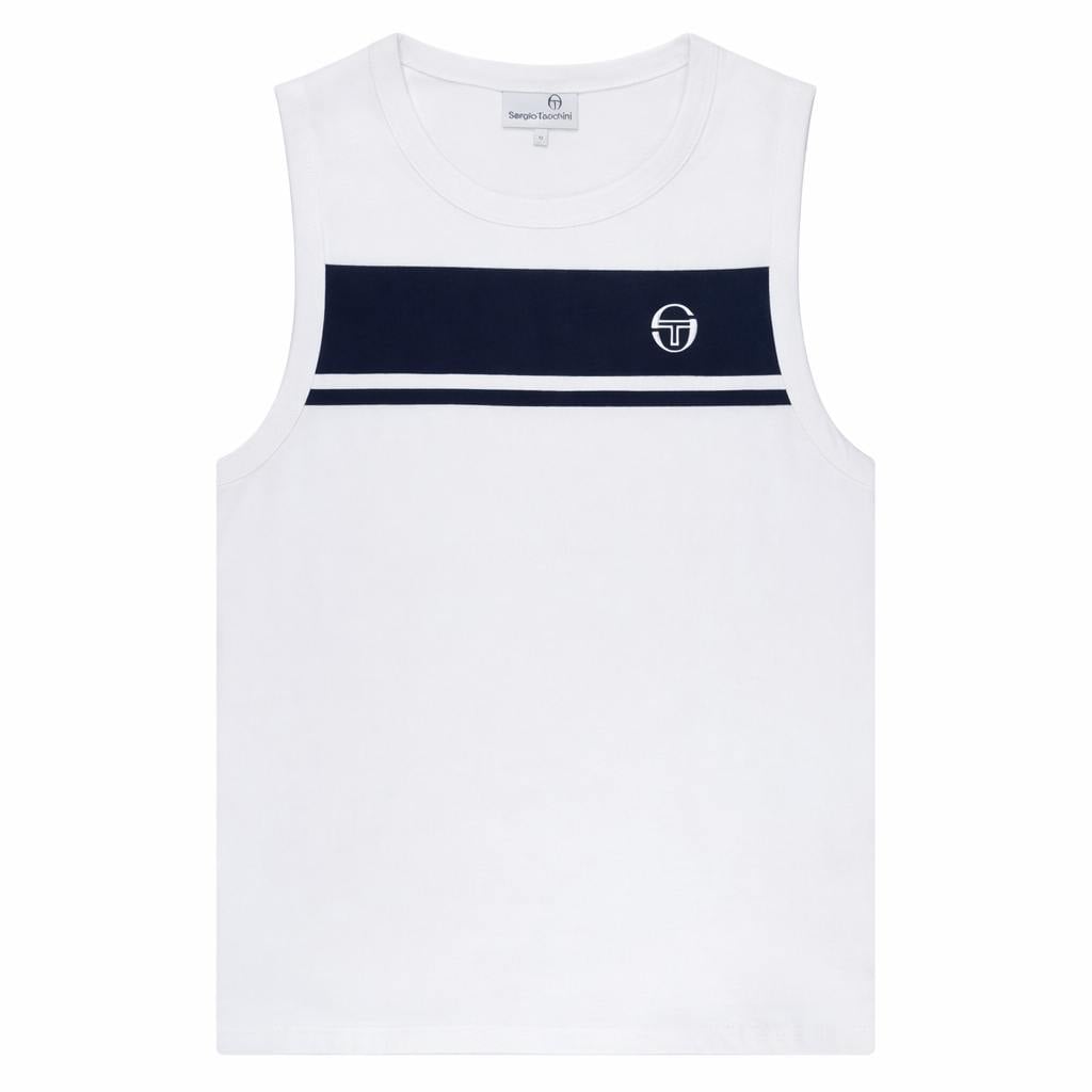 Sergio Tacchini White/Blue Damarindo Vest /Maritime - Xxl