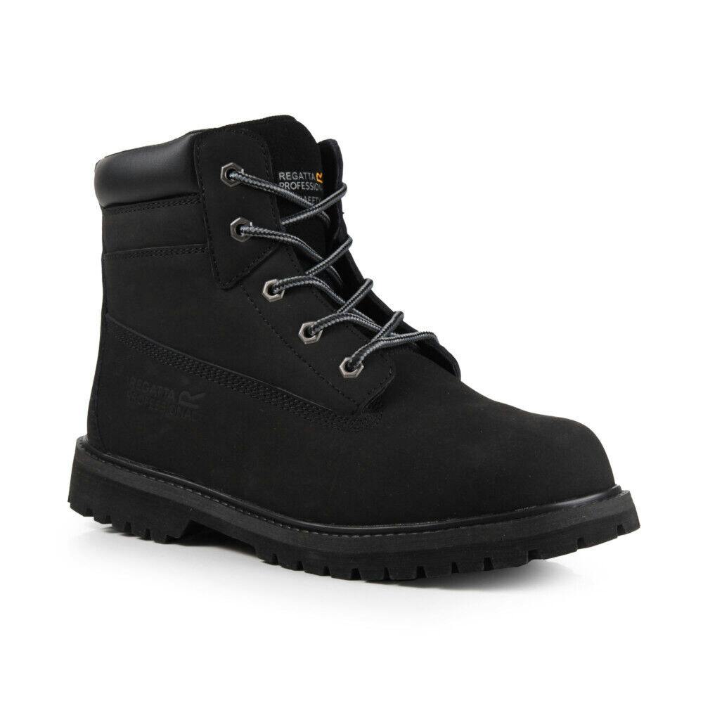Regatta Men's Black Professional Nubuck Safety Boots - 9.5 Uk - 50% Nubuck/50% Rubber