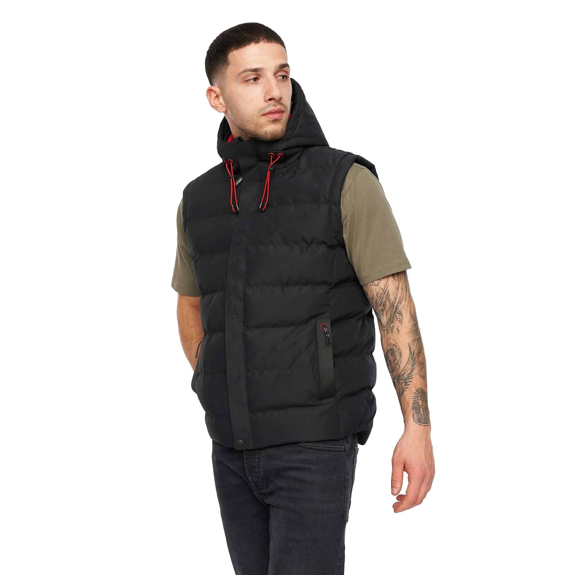 Crosshatch Men's Black Kampleys Embossed Gilet - L - 100% Polyester